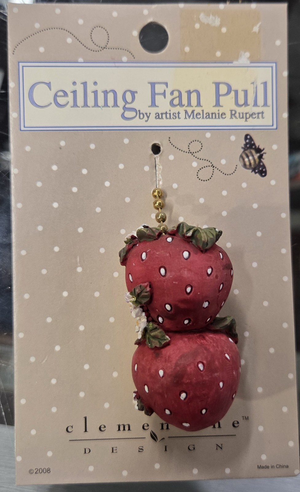 Strawberries Clementine Designs Vintage Retro 2008 Fan Pull New W OG Packaging