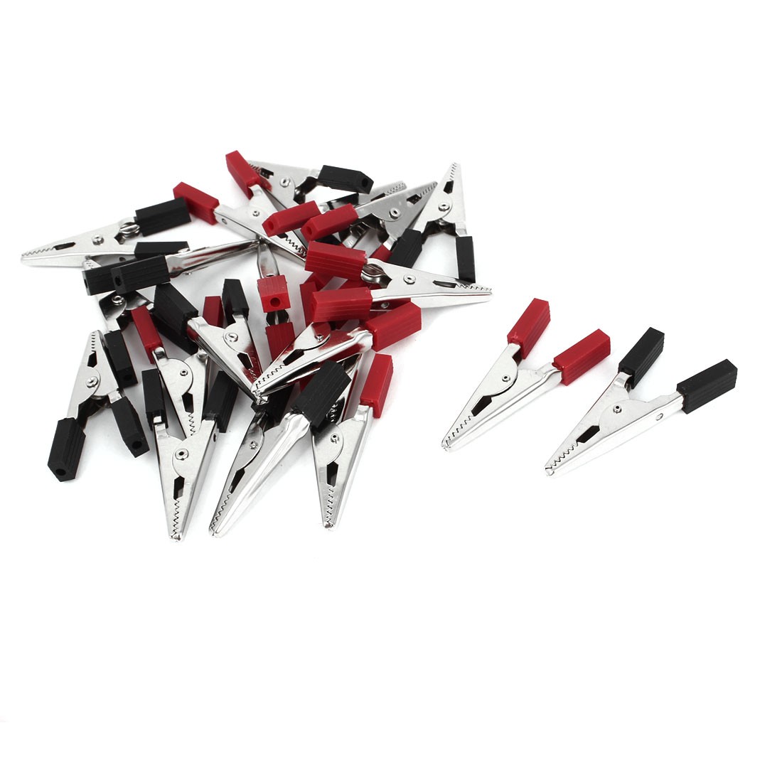 20 Pcs Black Red Isolation Test Work Crocodile Alligator Clips for Charge Cable