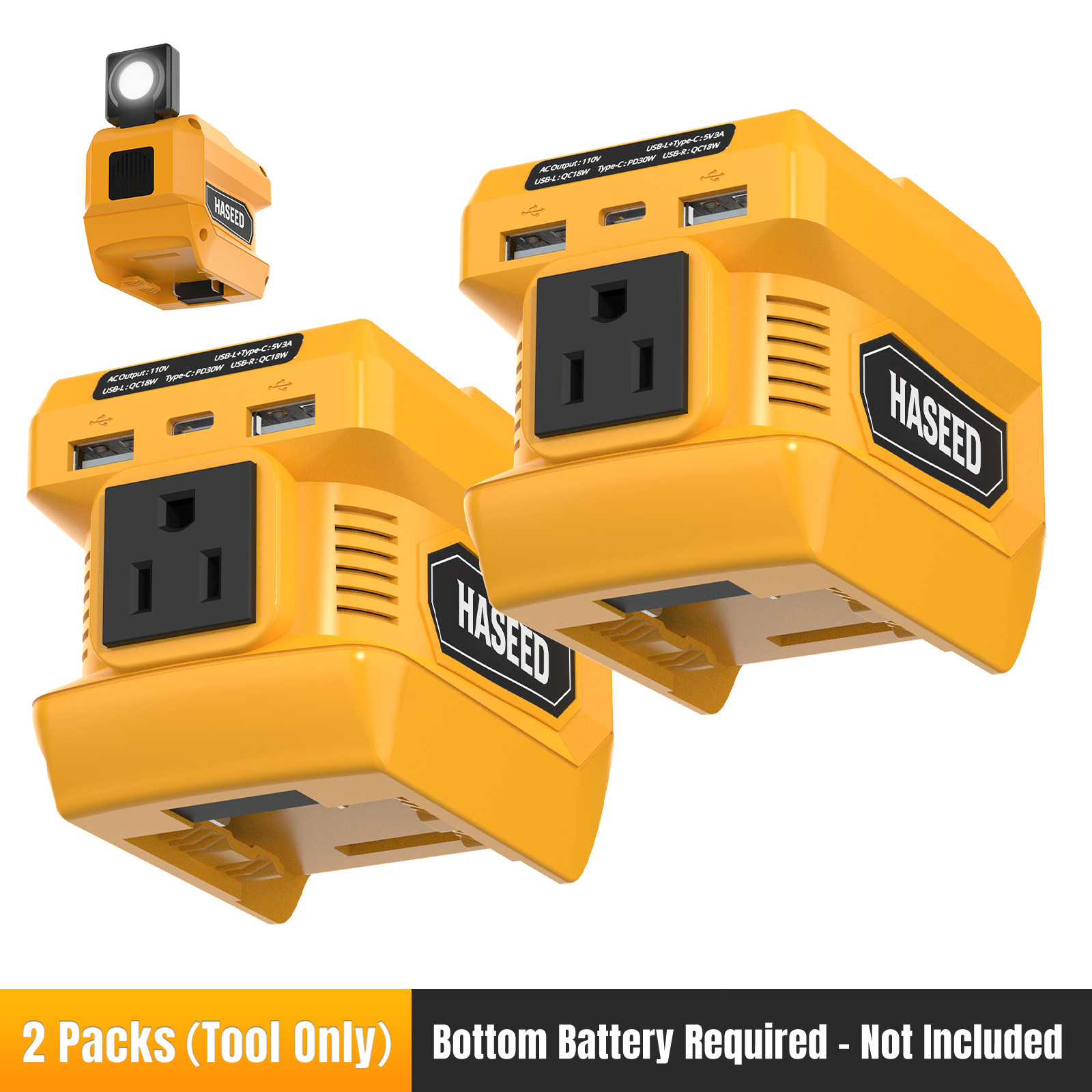 2-Pack USB-C Power Inverter for DeWalt 20V Battery DC to 110V Portable Station