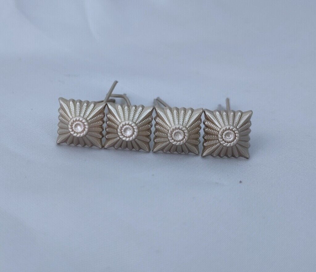 WW2 GERMAN RANK PIPS CYPHER SIZE 12MM COLLAR TABS BADGE silver 4PCS SUIT