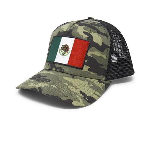 Mexico Hat - Mexico Flag Snapback Trucker Baseball Cap (Camouflage)