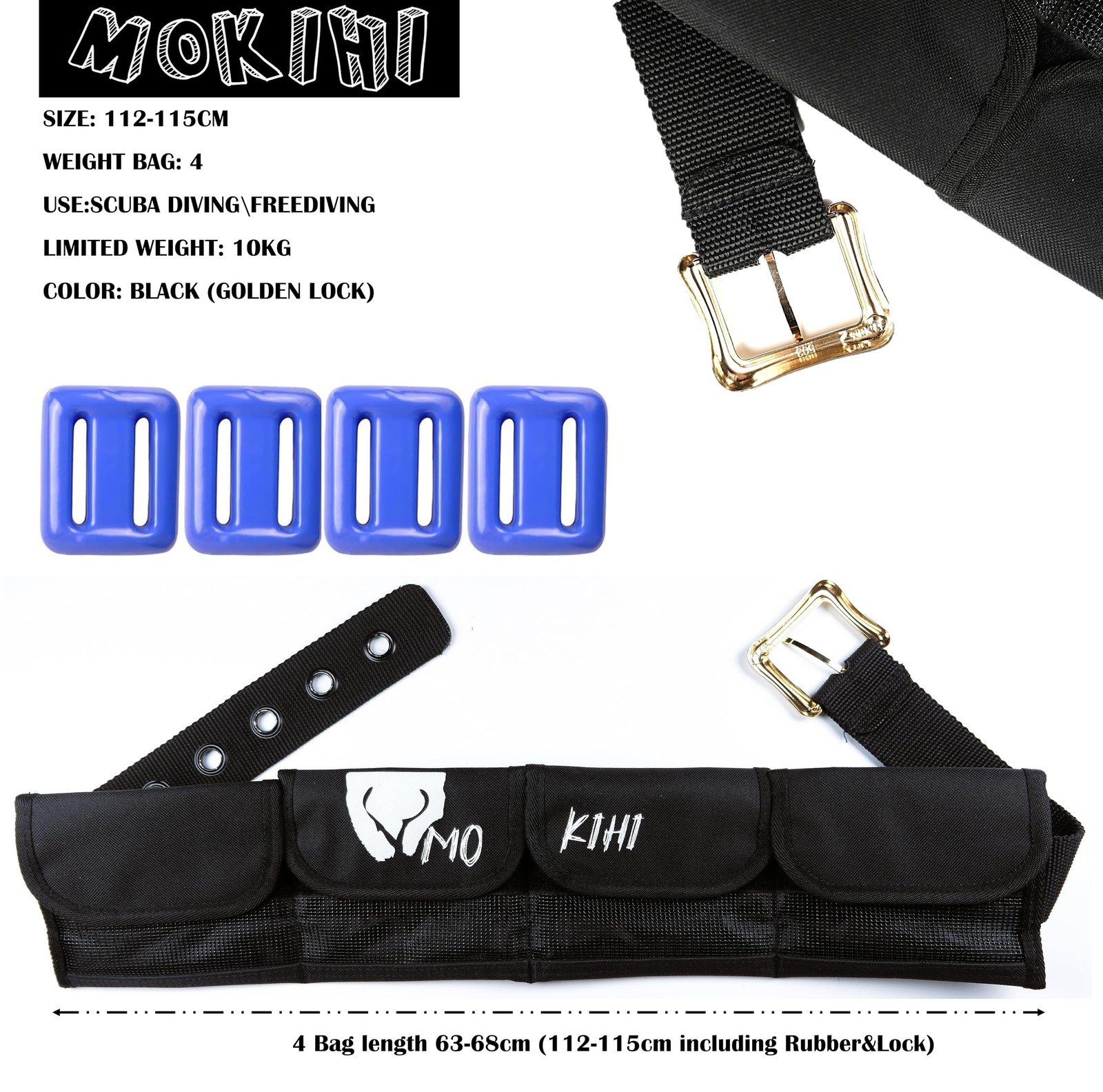 Pro Scuba Diving Weight Belt with 4 Pockets, Quick Release Buckle, Adjustable...