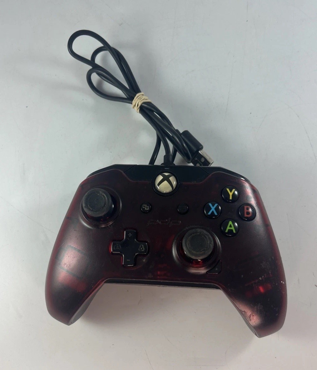 2 PDP Wired Controller 049-024 Afterglow 049-082 Translucent Red Xbox One TESTED