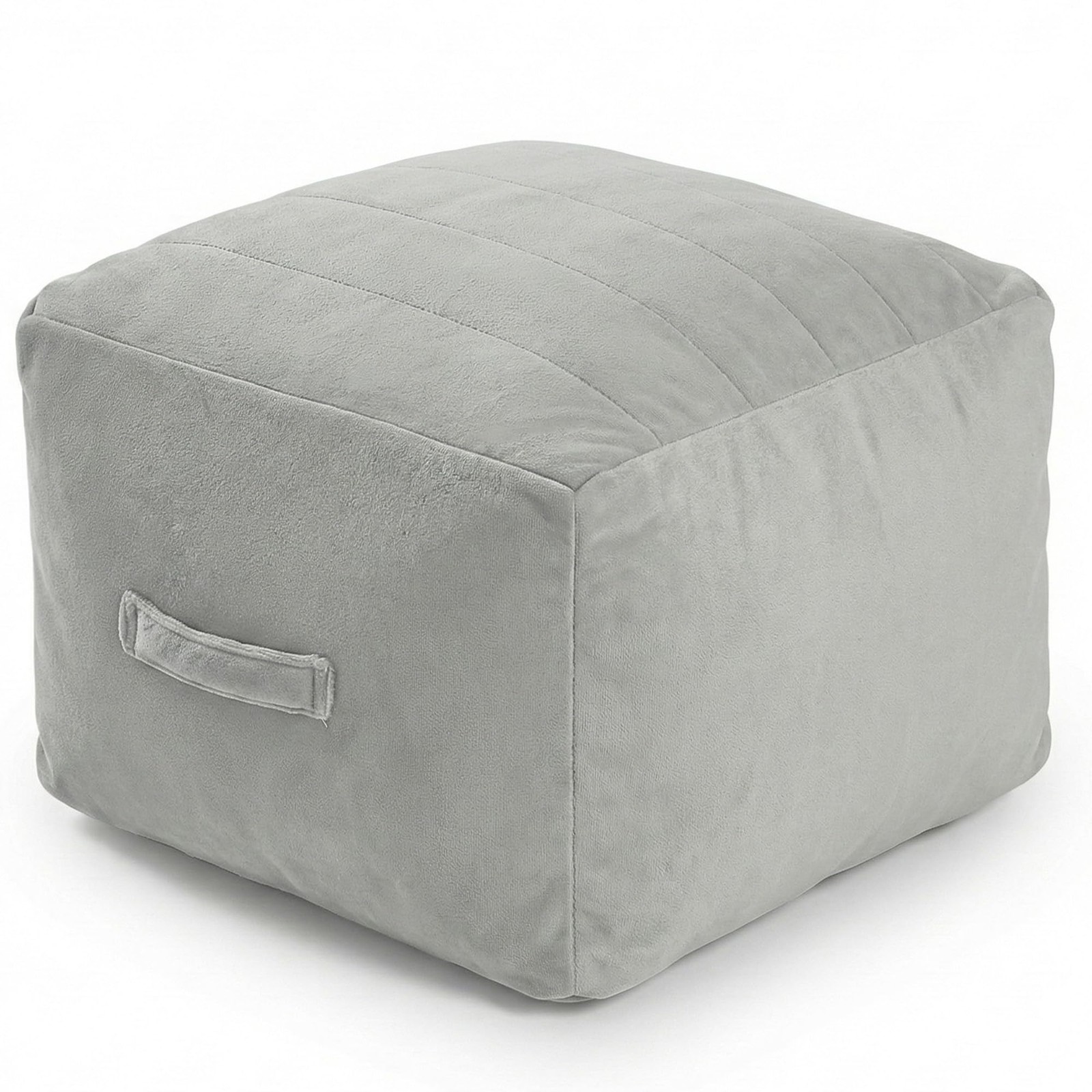 Square Stuffed Pouf Ottoman Foot Rest Floor Stool Foam Chunk Filled Light Grey