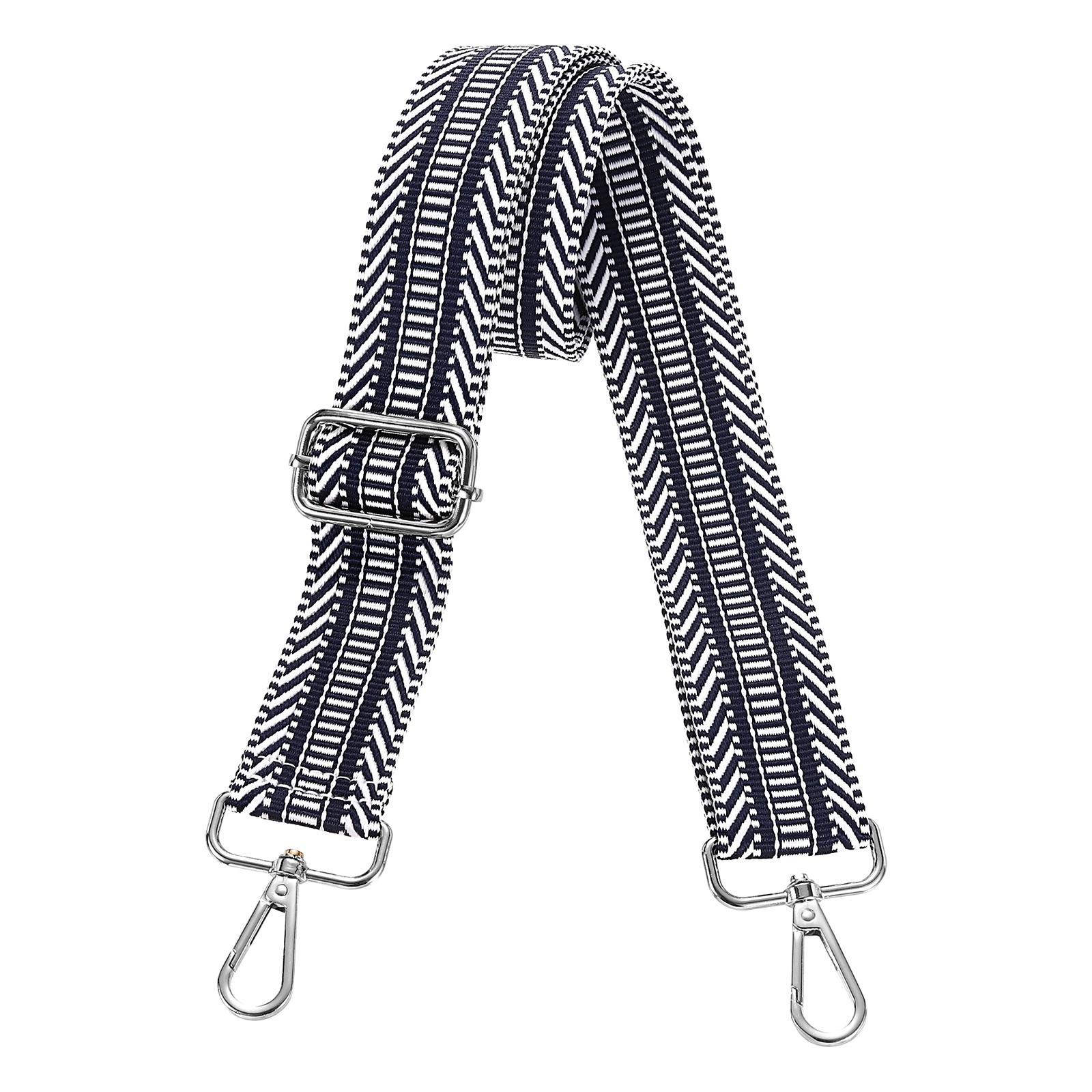 Purse Straps Replacement Crossbody with Silver Buckle, Stripe Dark Blue