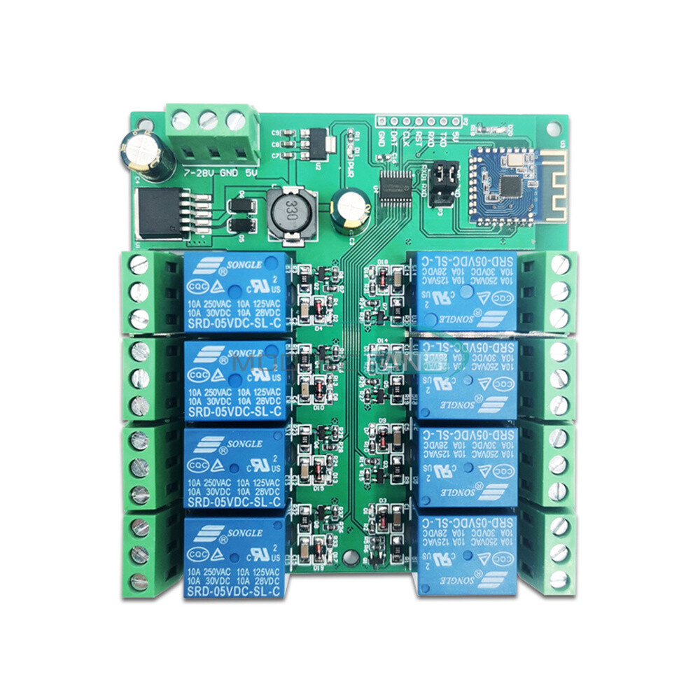 8-Channel Bluetooth 5.0 Relay Module Board  APP Remote Control Switch DC7-28V/5V