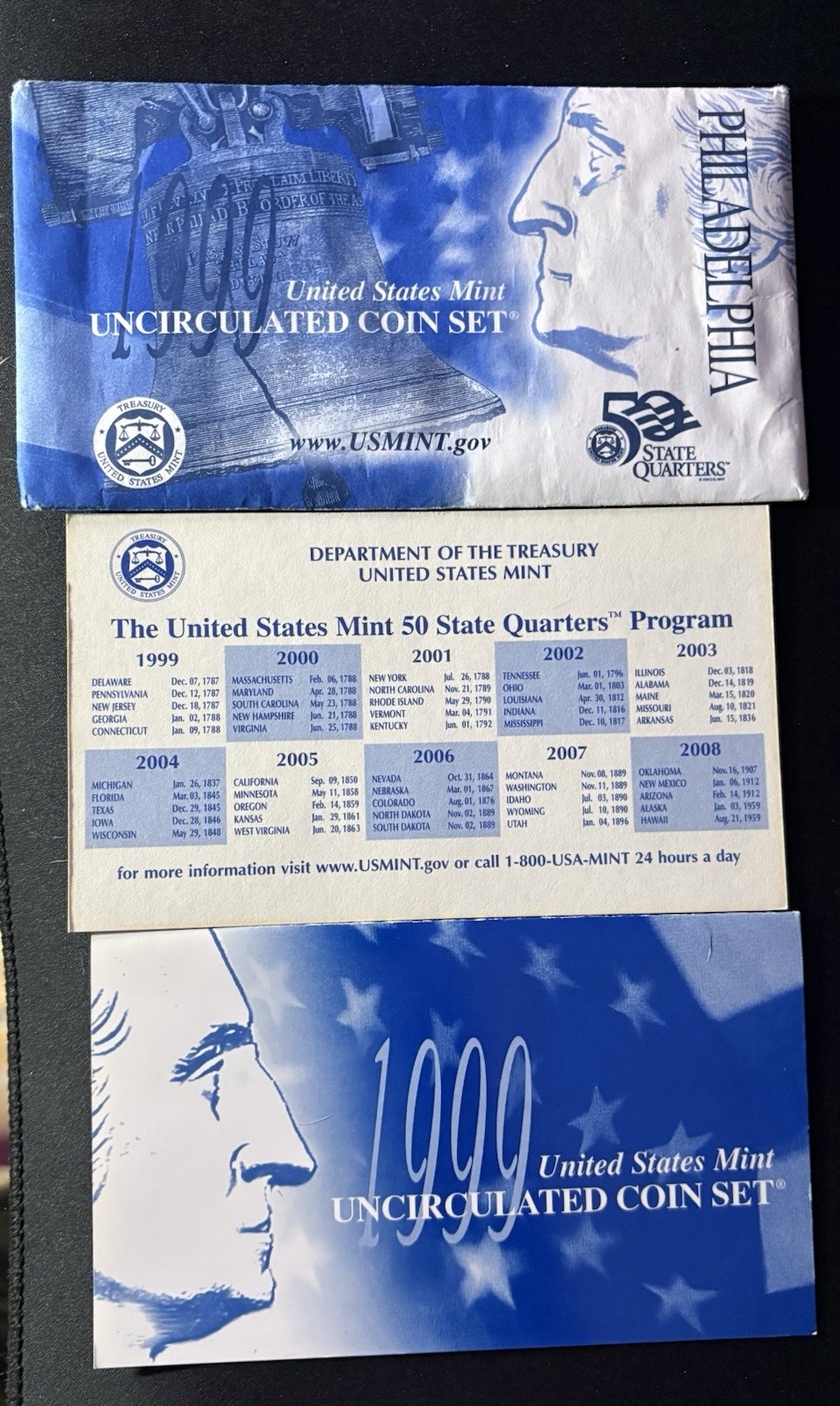 1999 Philadelphia Uncirculated Envelopes and COA No Coins