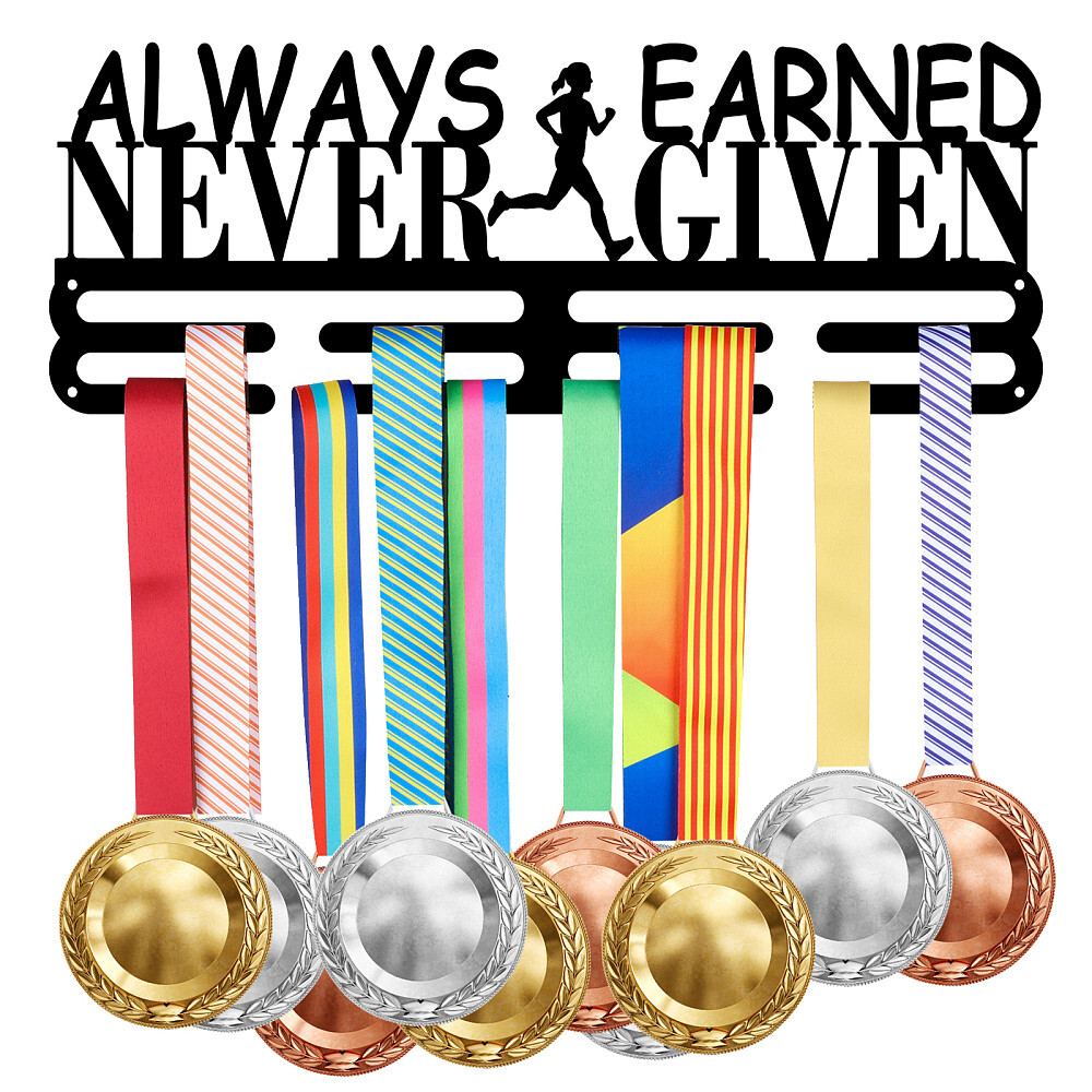 1set Fashion Iron Medal Hanger Holder Display Wall Rack 2 Line with Screws Word