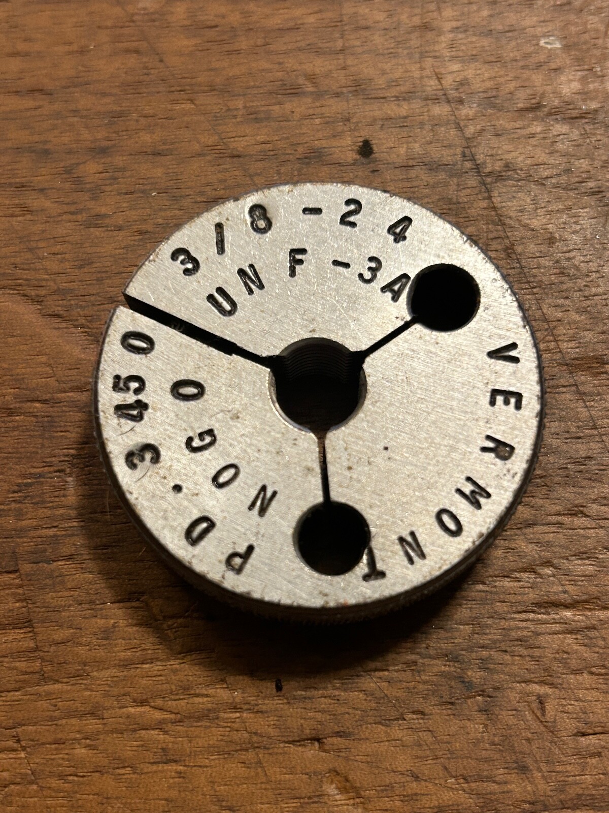 3/8 24 UNF 3A THREAD RING GAGE .375 .3750 NO GO ONLY P.D. = .3450