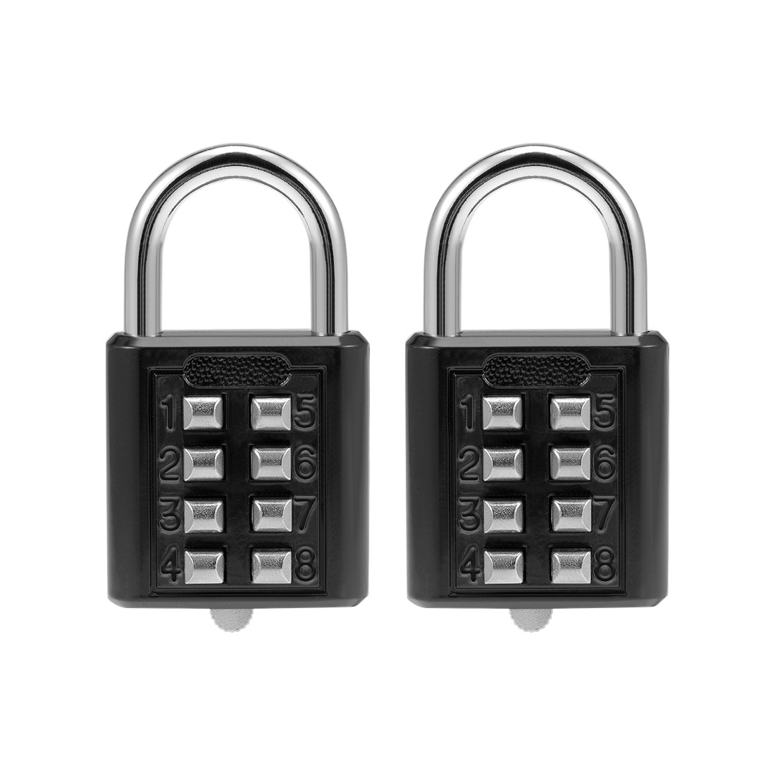 8-Digit Combination Padlock Push Button Lock for Locker Cabinet Black 2Pcs