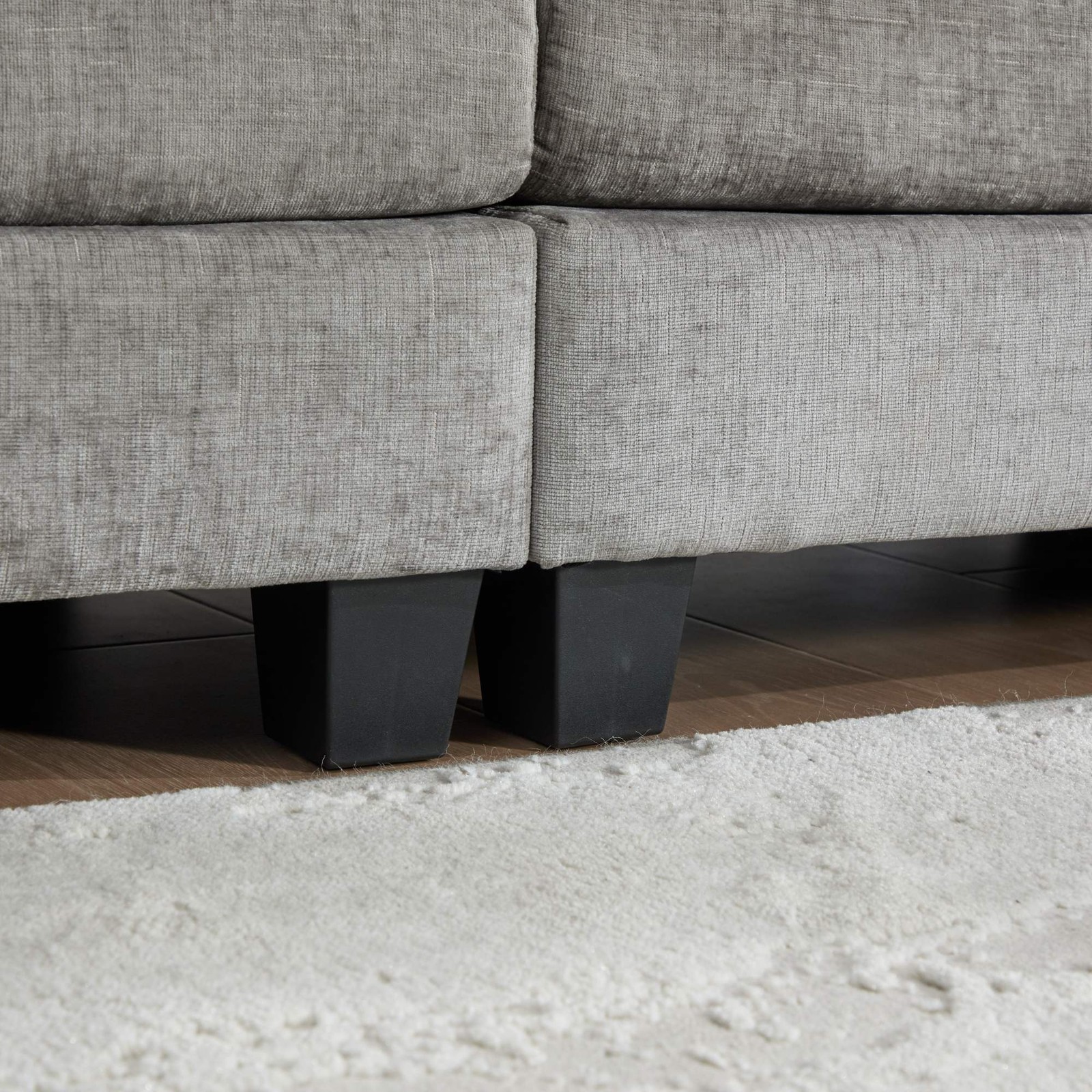 3-Seat Sectional Sofa Cloud Couch, Gray Chenille Fabric Medium-Soft