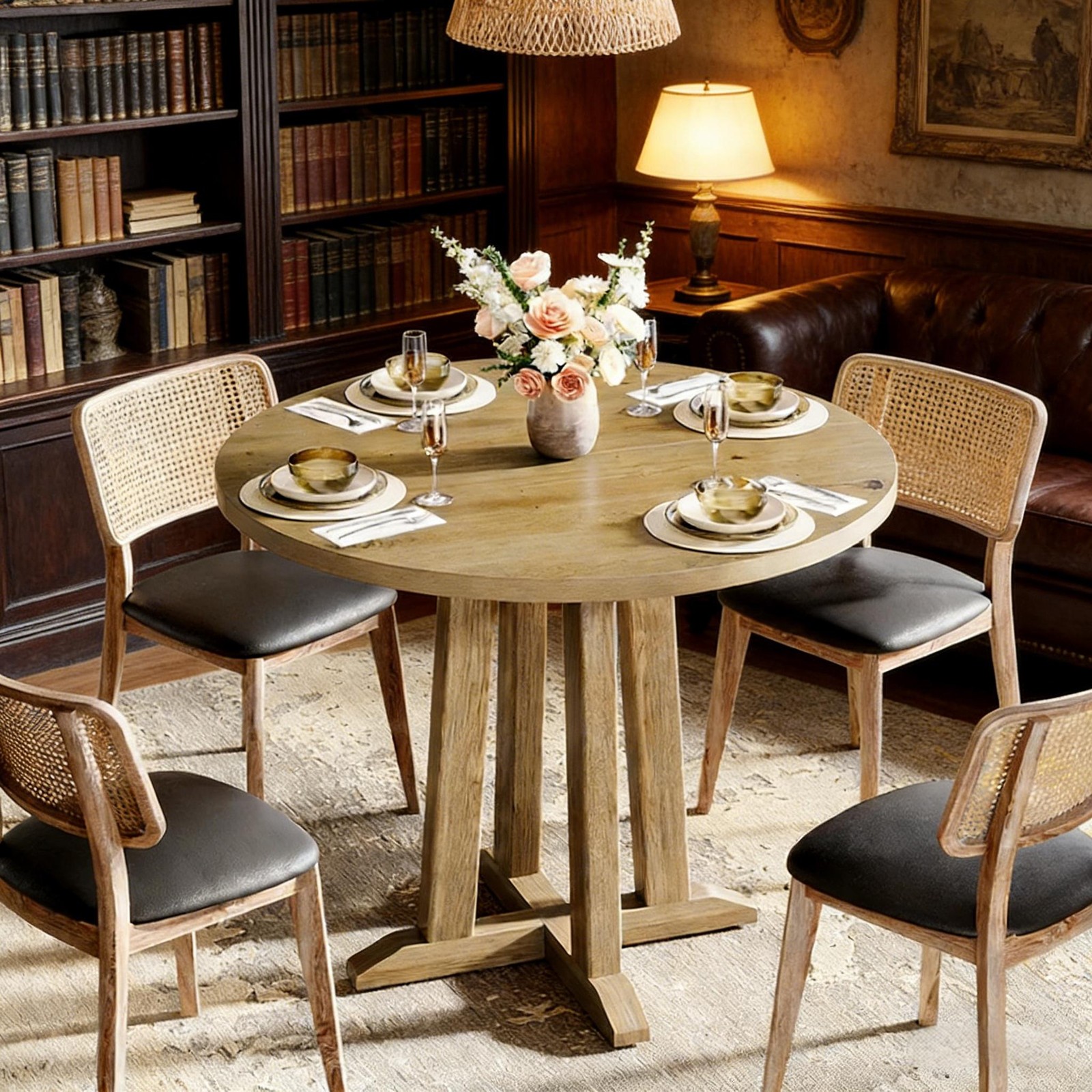 Compact Greeting Table,Wood Kitchen Table,Round Dining Table,Reading table