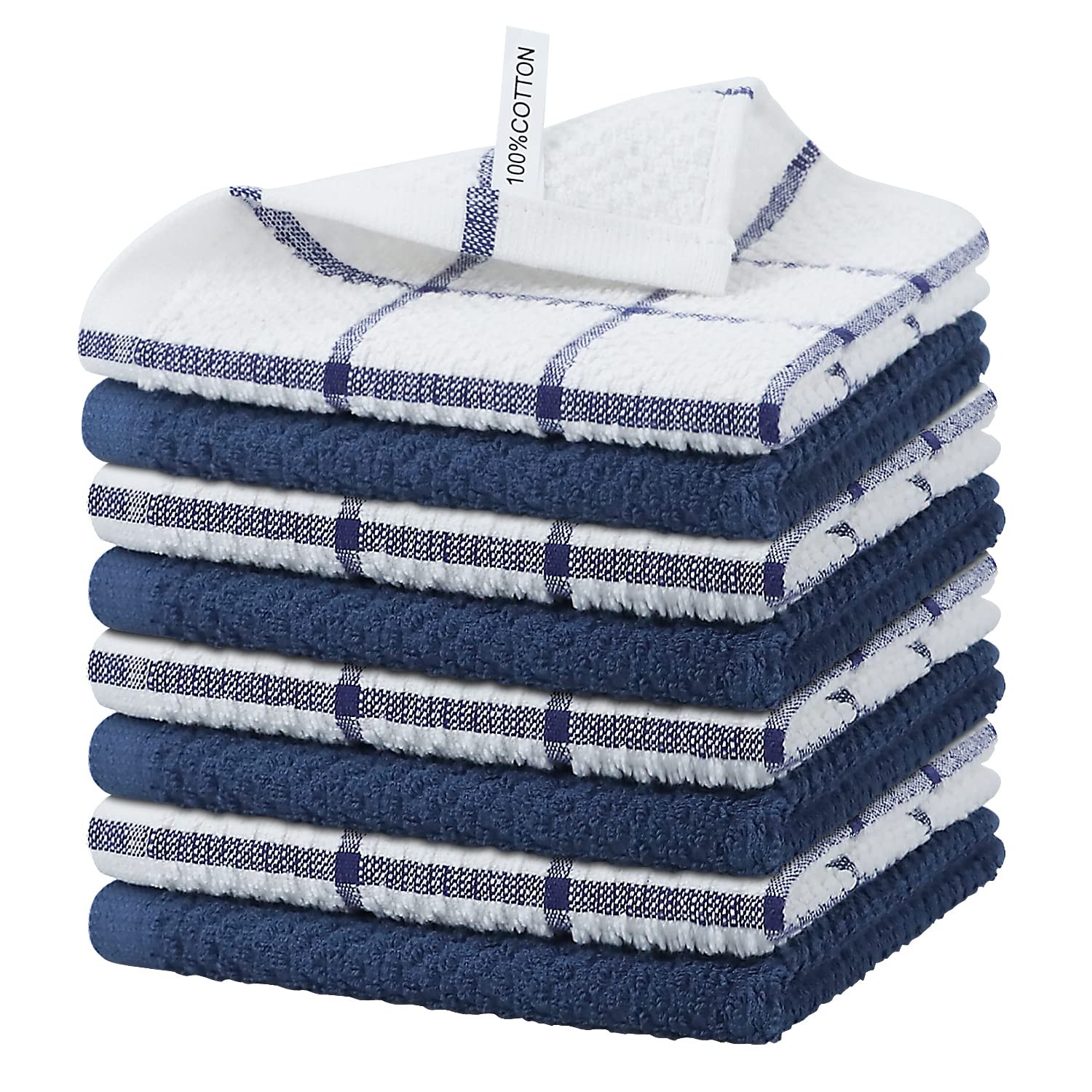 8 Pack Dish Rags,100 Cotton Dish Towels for Kitchen,Super Absorbent Kitchen D...