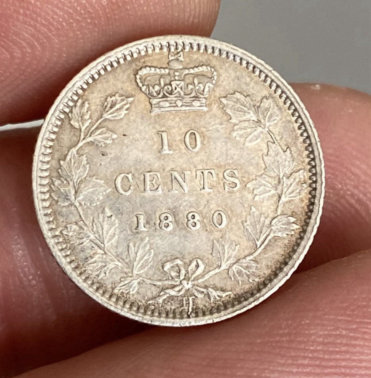 Canada, 1880 H Silver 10 Cents, Sharp, Lustre, Scarce In This Condition