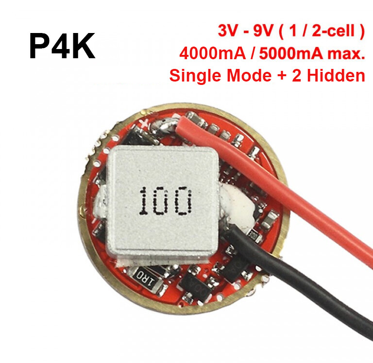 P4K - 6-Modes - 20mm Buck LED/Laser Driver - 3V-9V - 200mA - 5000mA - NUBM44/47