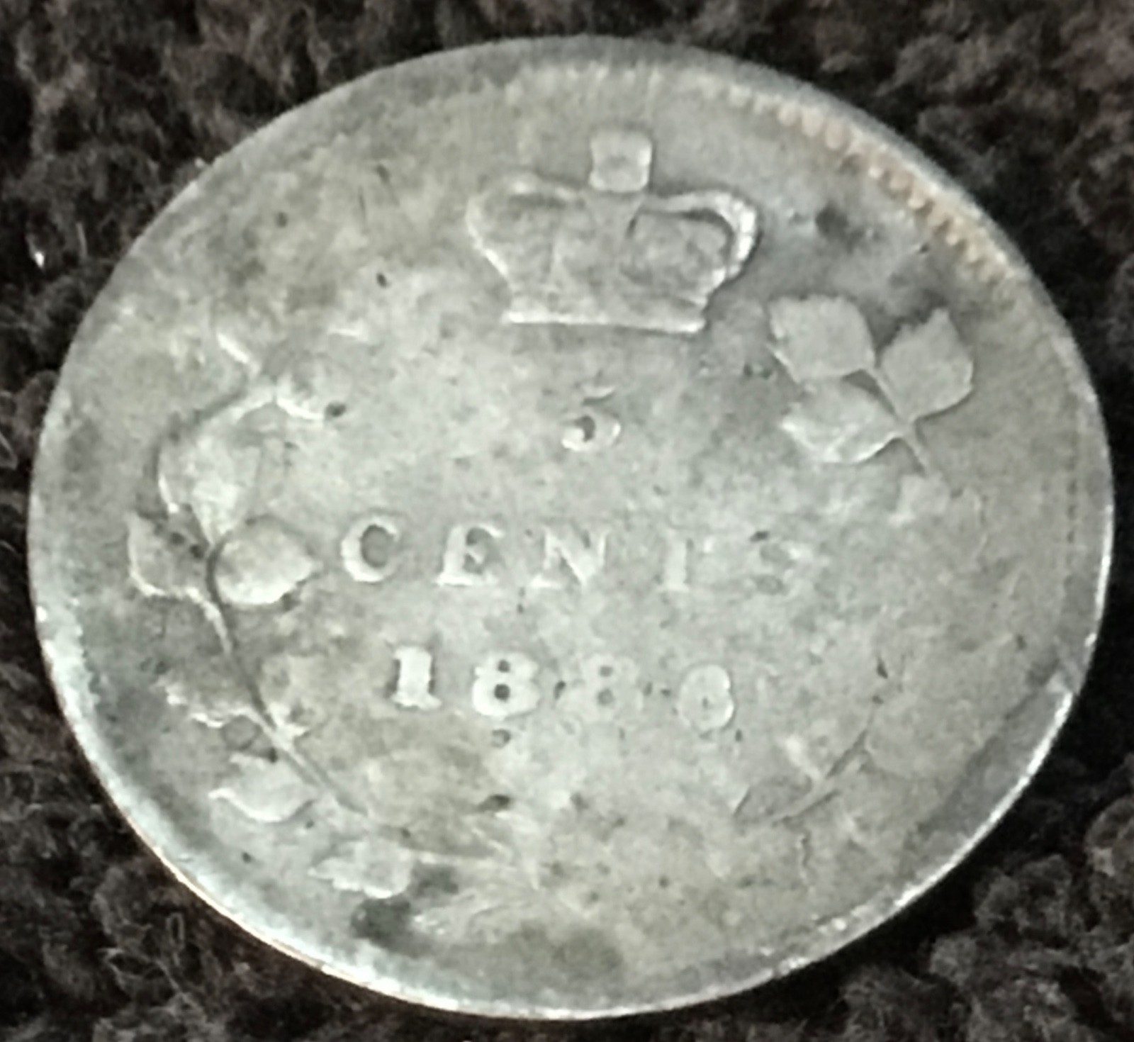 1886 Small "6" 5 Cent Canada Low Mintage Very Fine Details KM 2 Free Shipping