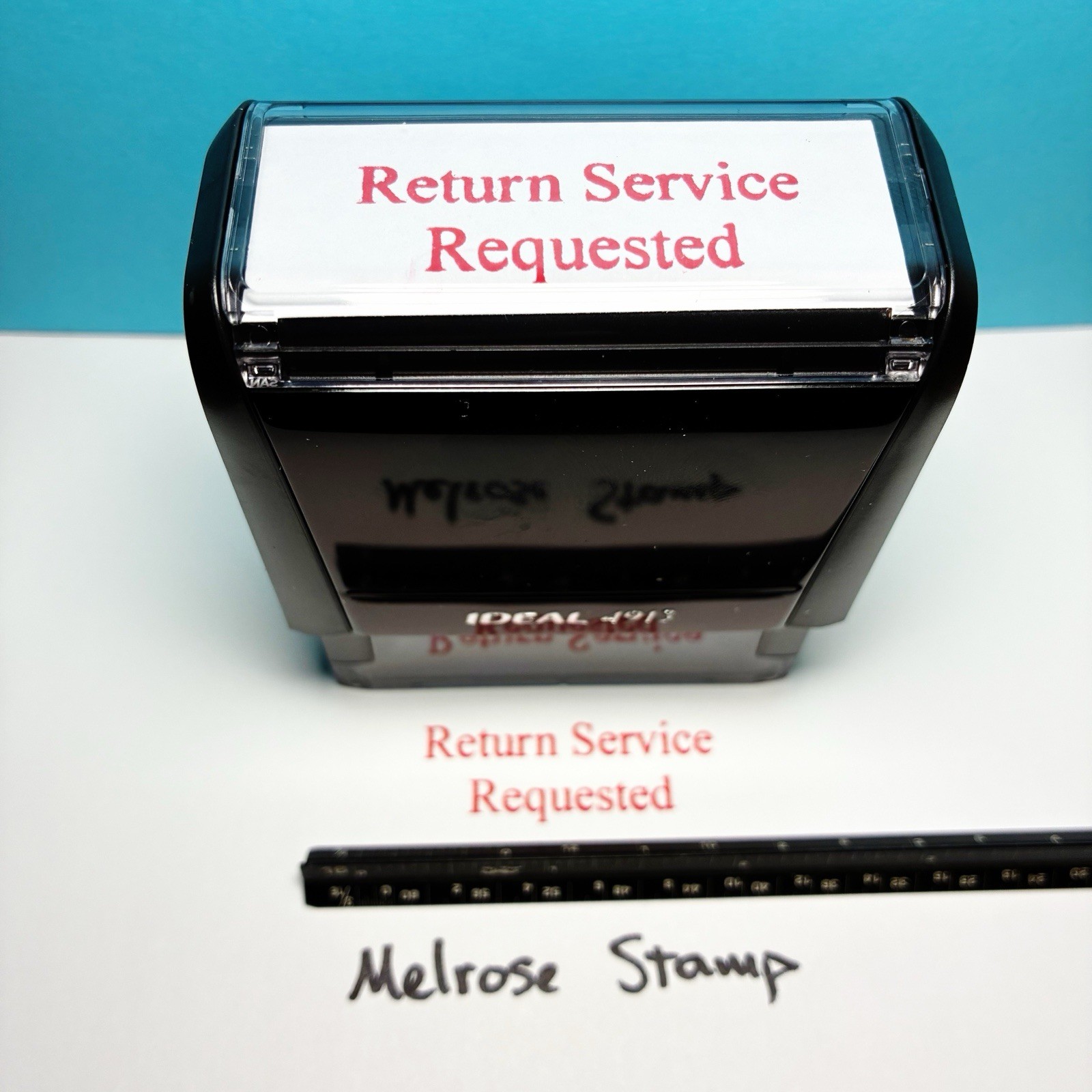 Return Service Requested Rubber Stamp Red Ink Self Inking Ideal 4913