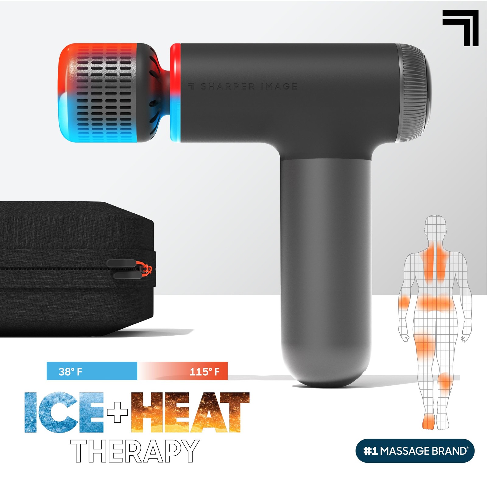 Sharper Image Powerboost Pro+ Hot & Cold Compact Deep Tissue Massage Gun - 6 S