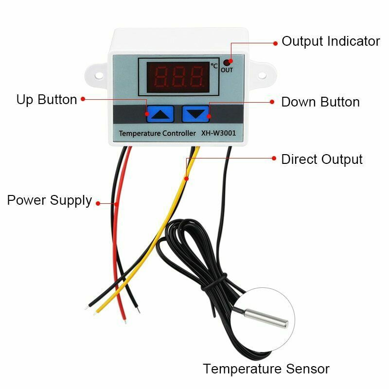 W3001 Incubator Digital Temperature Controller Thermostat Switch Probe Tester
