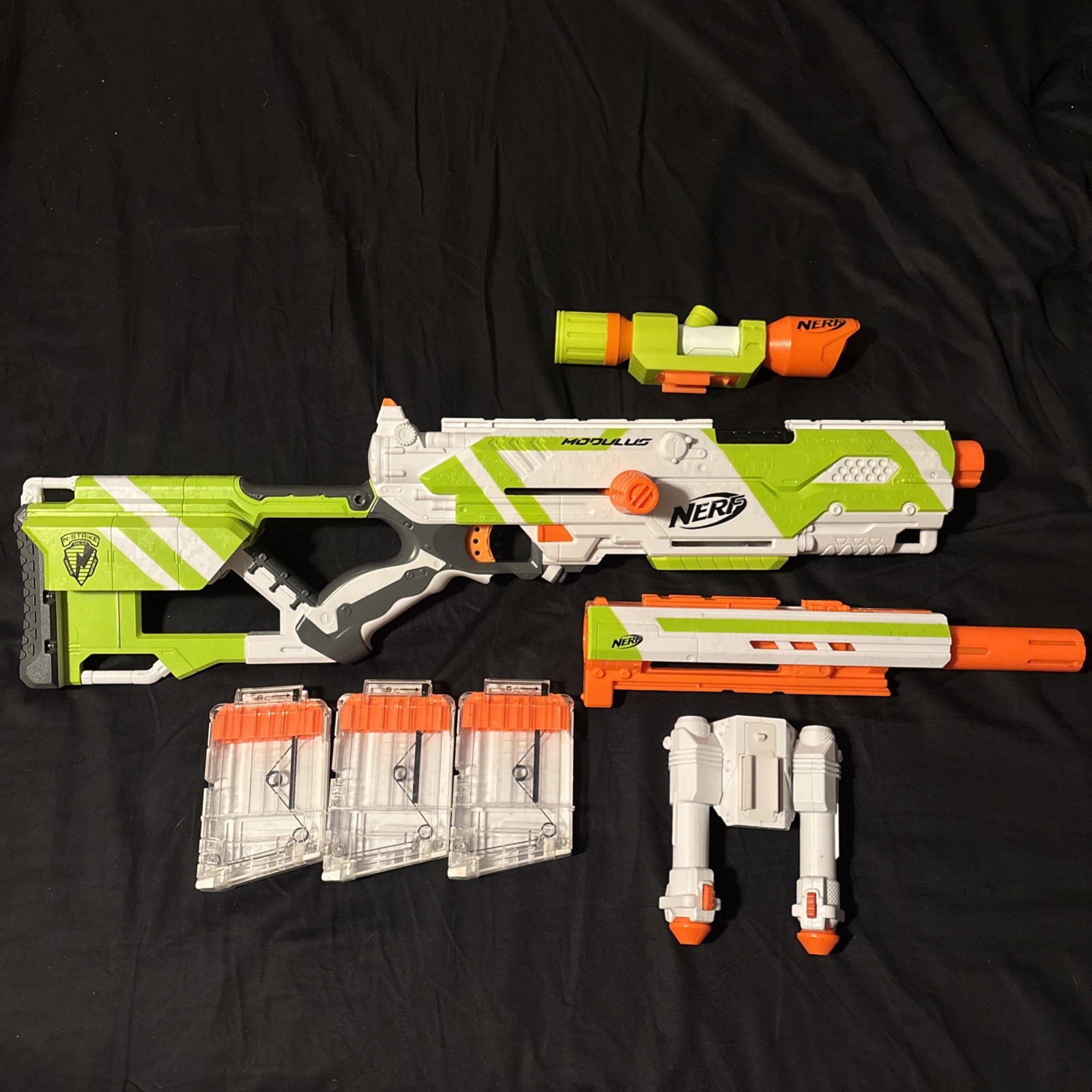 Nerf N-Strike Elite Modulus Long Strike CS-6 with original attachments (2017)