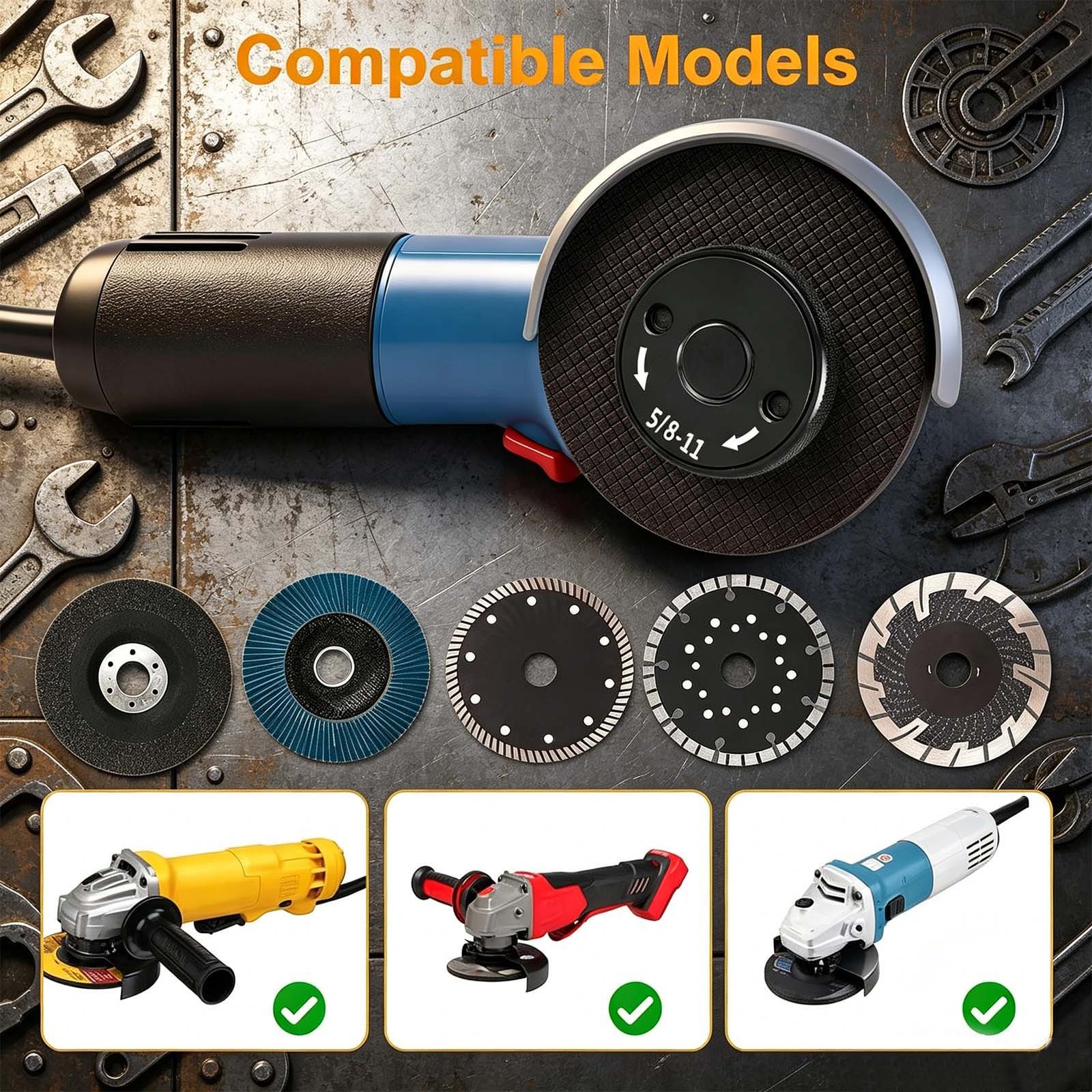 5/8"-11 Angle Grinder Flange Nut Kit for High-Speed Disc Locking D-Ring Knurled