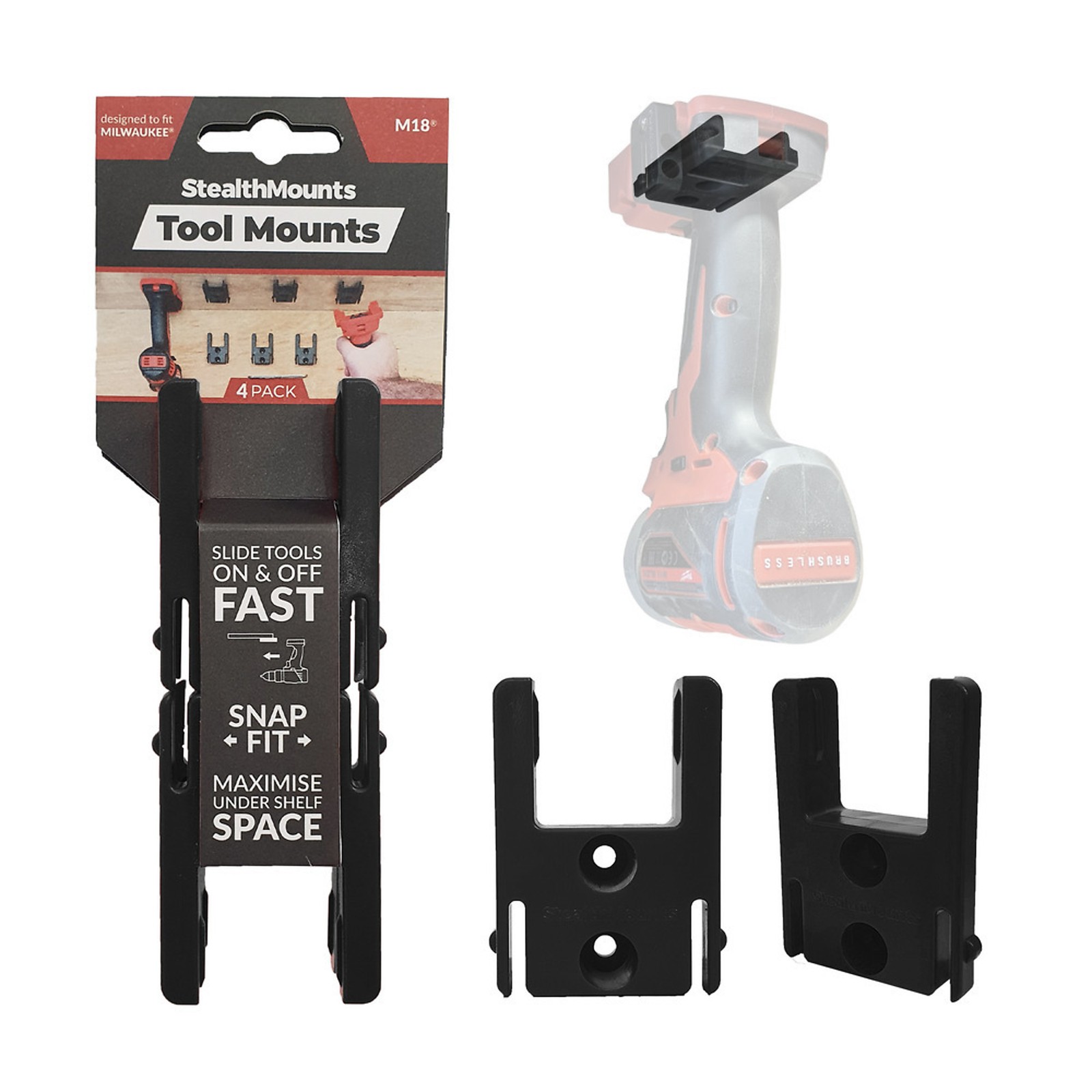 Tool Mounts compatible with Milwaukee M18 (4 pack)