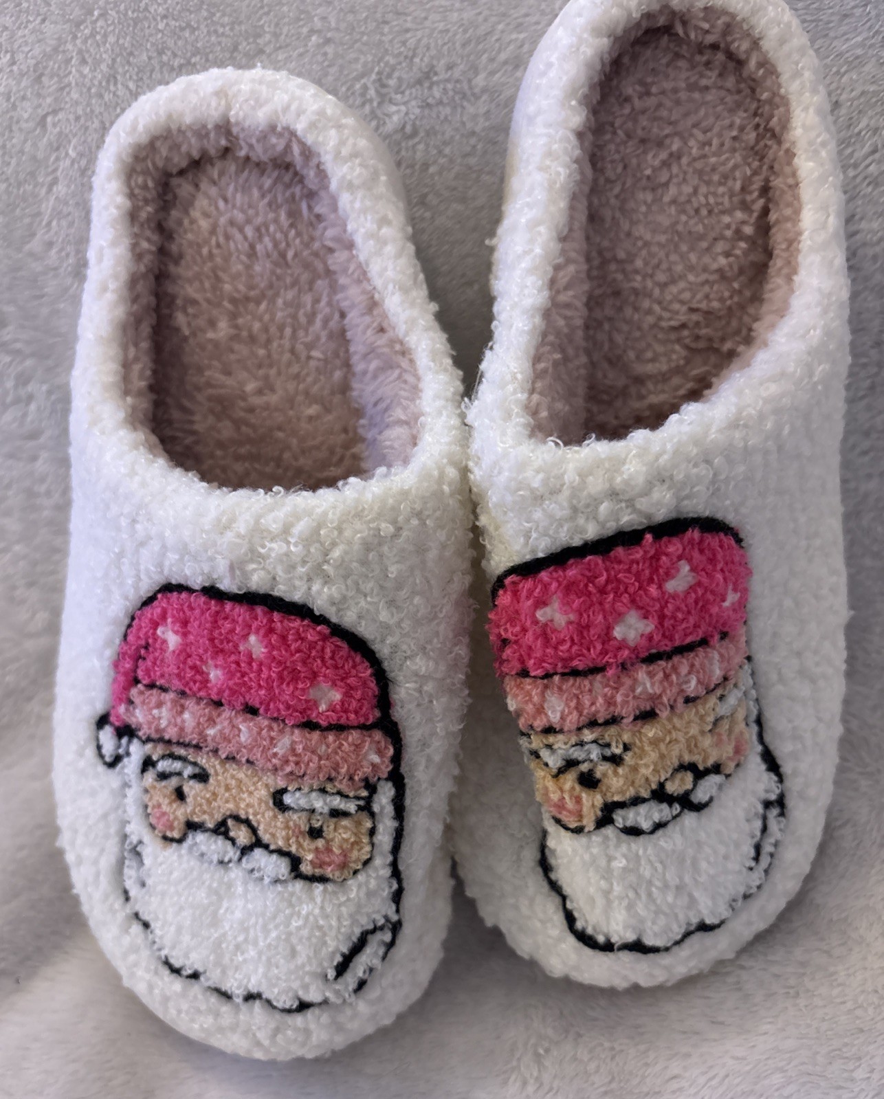 Women’s Christmas Pink Santa House Slippers Holiday Winter Memory Foam 4.5-5.5