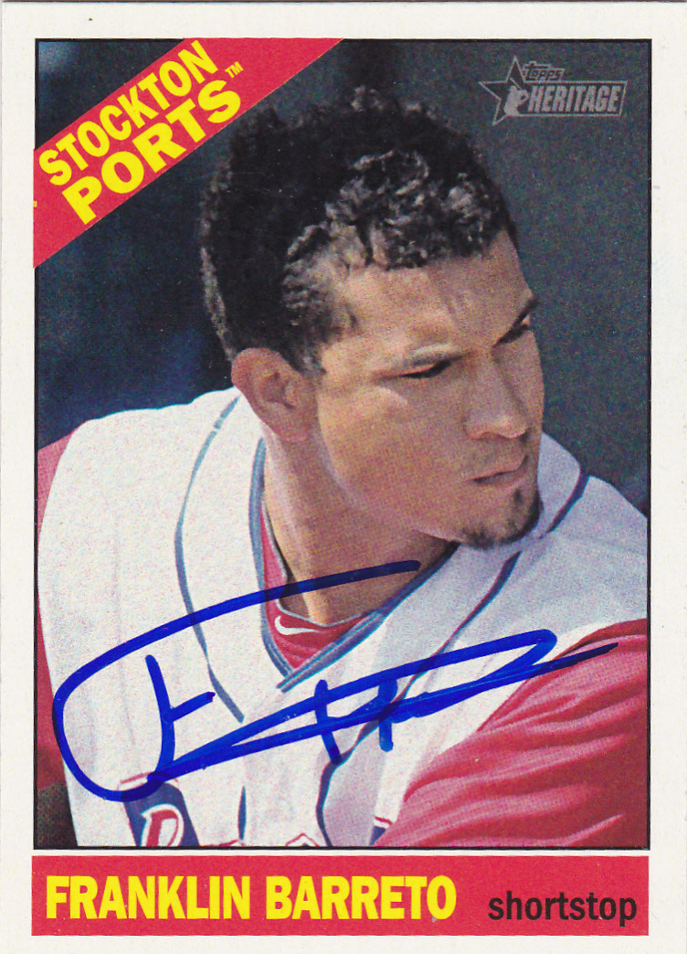 FRANKLIN BARRETO STOCKTON PORTS SIGNED 2015 CARD OAKLAND A'S LOS ANGELES ANGELS