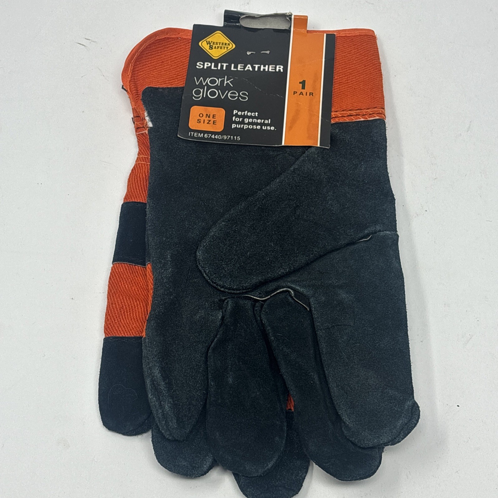 Western Safety Hardy Split Leather Safety Colored Work Gloves #67440 ONE SIZE