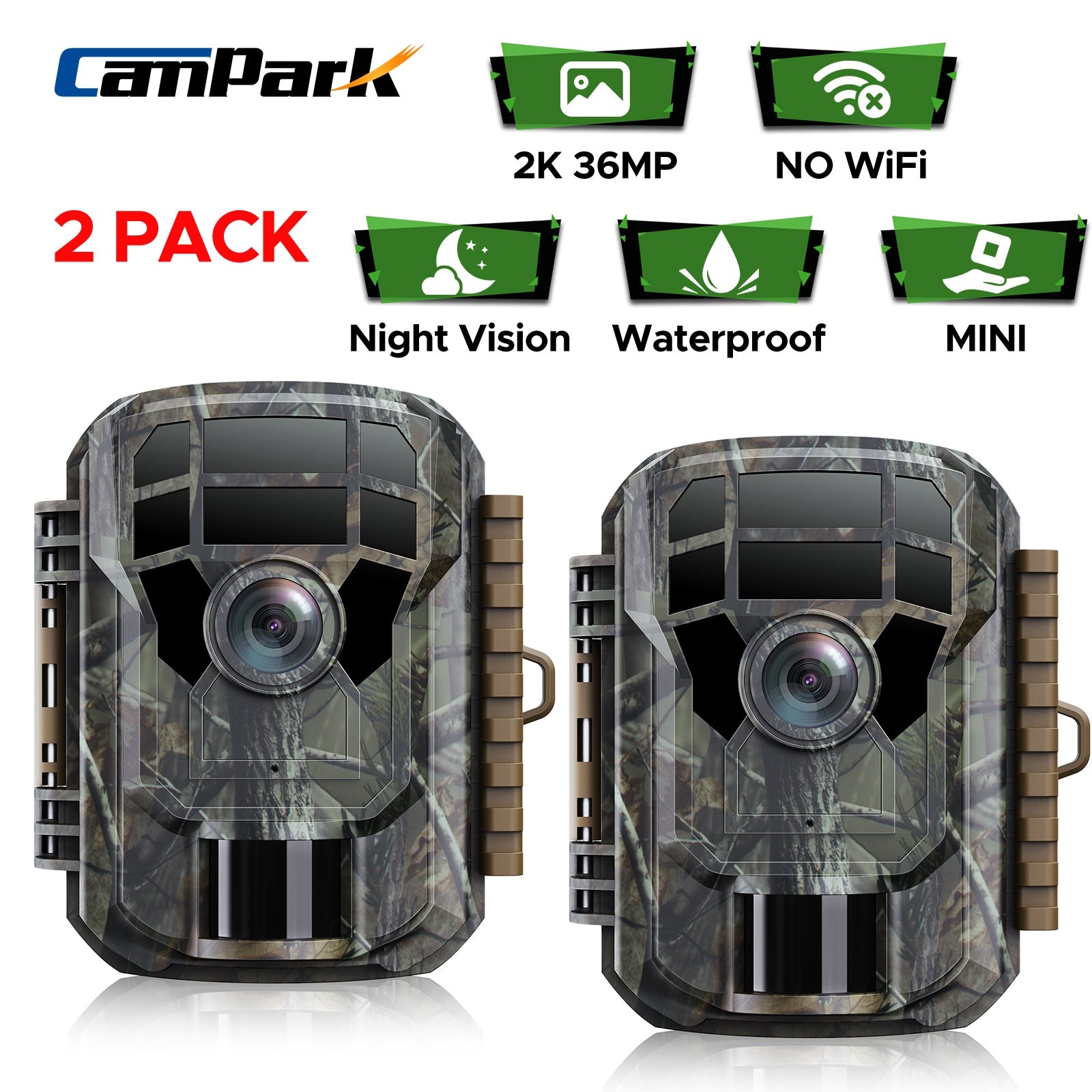 2X Campark 36MP Trail Camera Wildlife Hunting Game Scouting Cam PIR Night Vision
