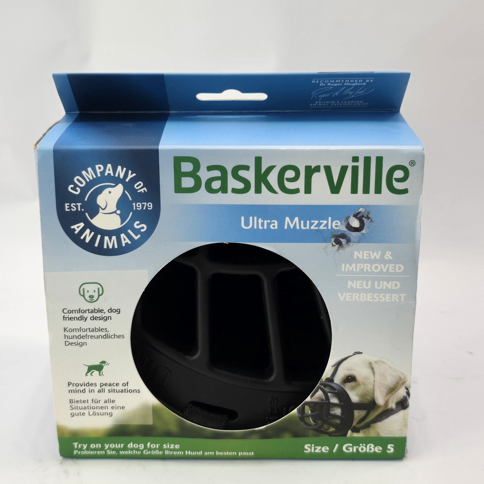 "New Baskerville Ultra Muzzle Size 5: Safe, Humane Design for Dogs"