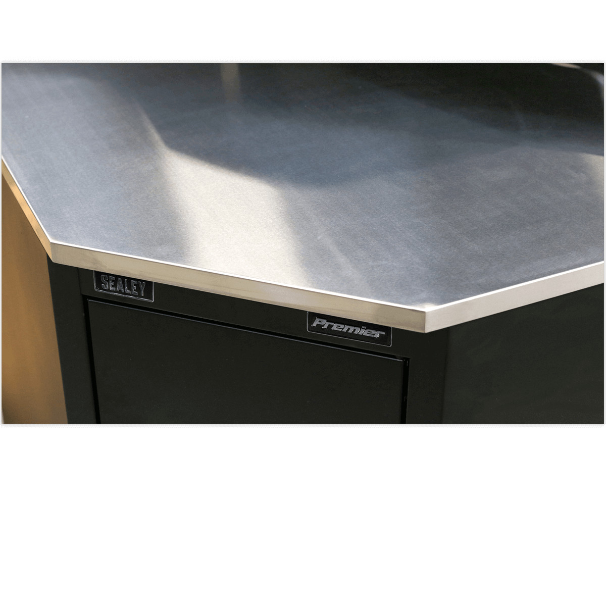 Sealey Stainless Steel Corner Worktop for Modular Corner Floor Cabinet 0.93m