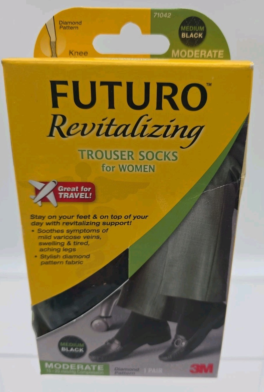 Futuro Revitalizing Compression Trouser Socks Black Med Moderate 15 - 20 mmHg