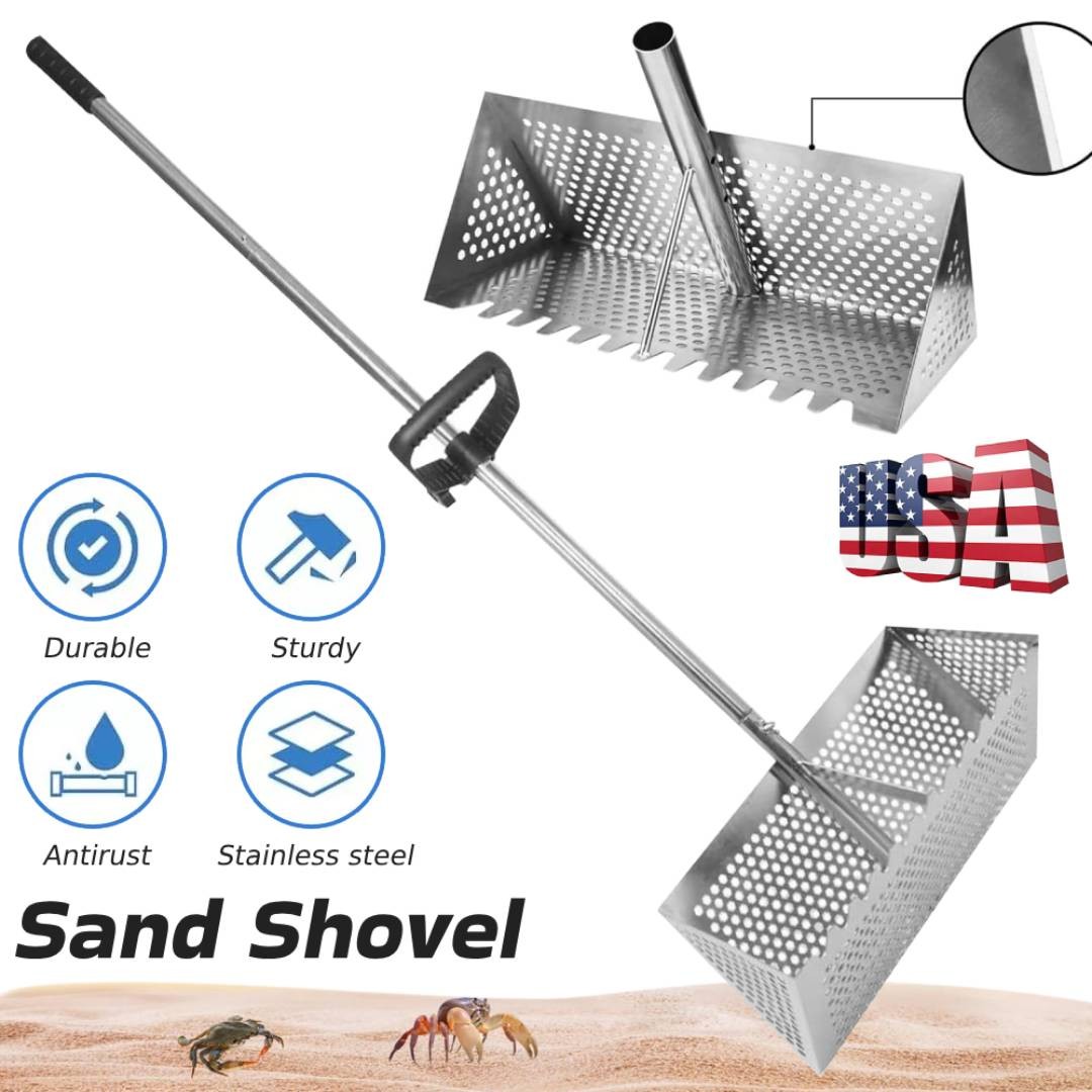 Sand Flea Rake Stainless Steel Crab Fishing Tool W/ Detachable Handle & Sifter