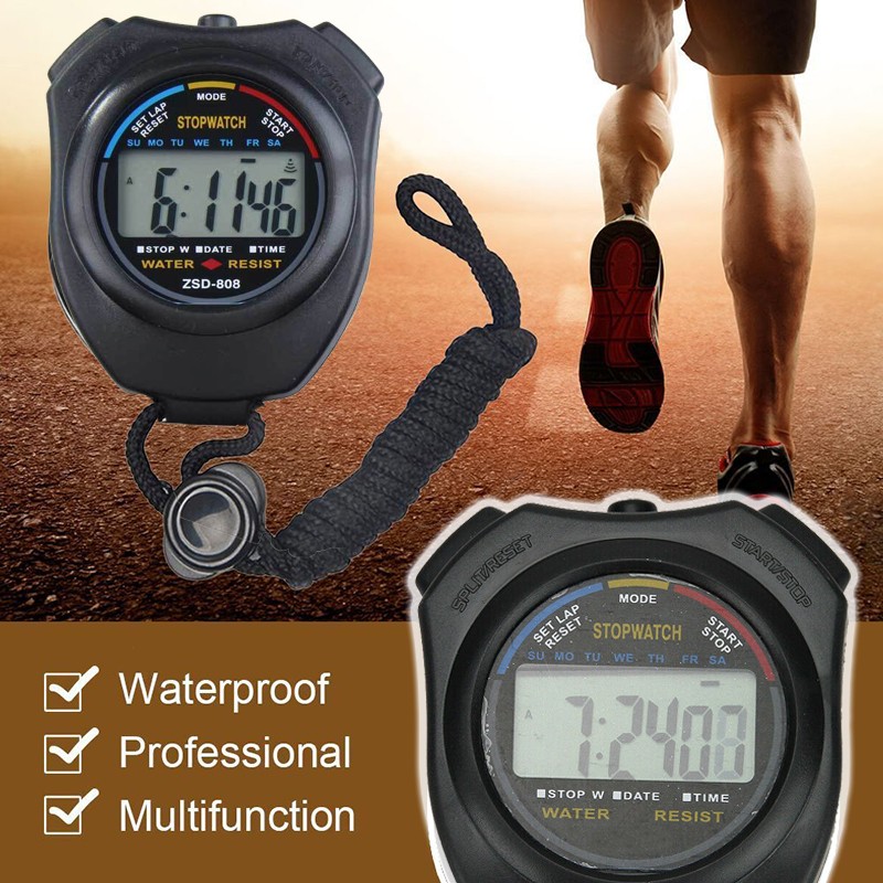 2x Professional Electronic LCD Timer Digital Sport Stopwatch Counter Timer US