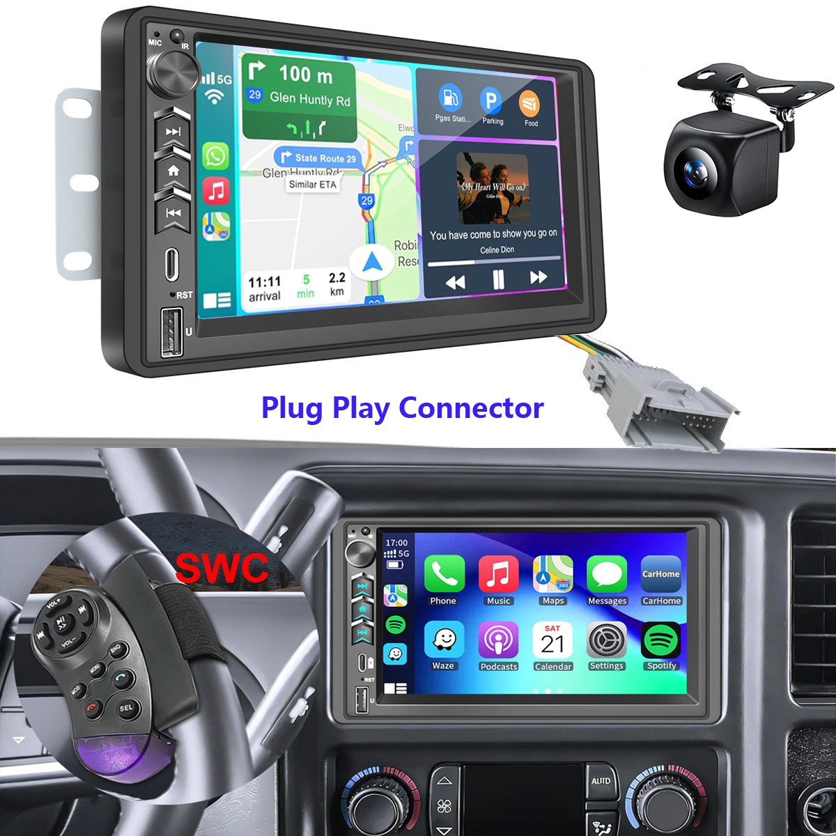 Android 15 Apple Carplay Car Stereo Radio Navi For Chevy Silverado 2003-2007