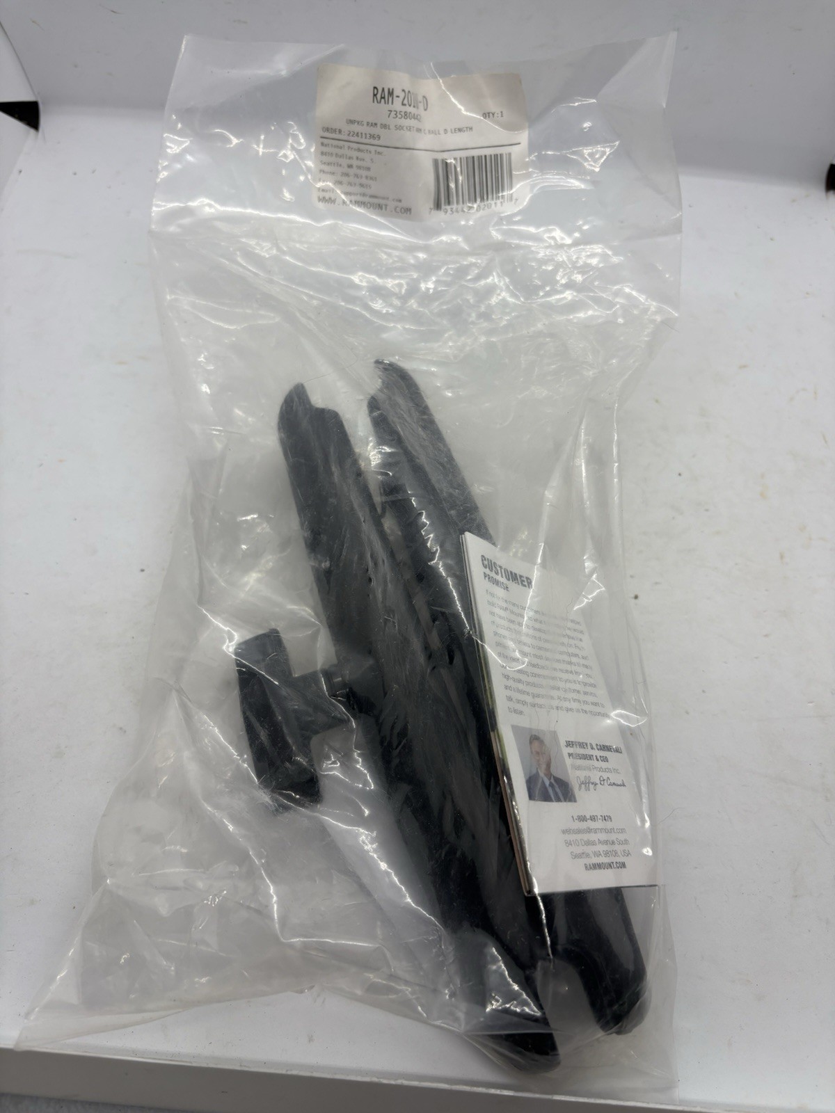 RAM Mount Aluminum Long 7.88 Inch C-Ball Socket Arm RAM-201U-D
