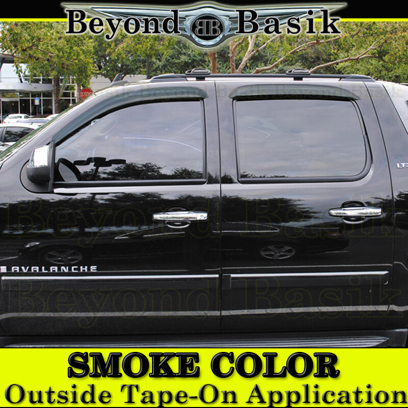 2007-2013 Chevy Silverado GMC Sierra Crew Cab Door Window Vent Visors SMOKE