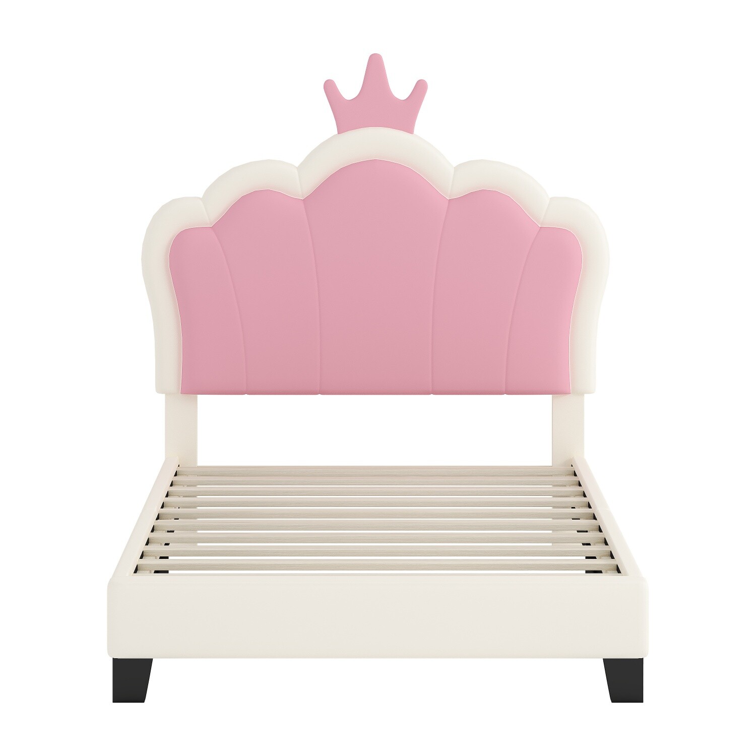 Twin/Full Size Bed Frame PU Upholstered Platform Bed w/ Headboard