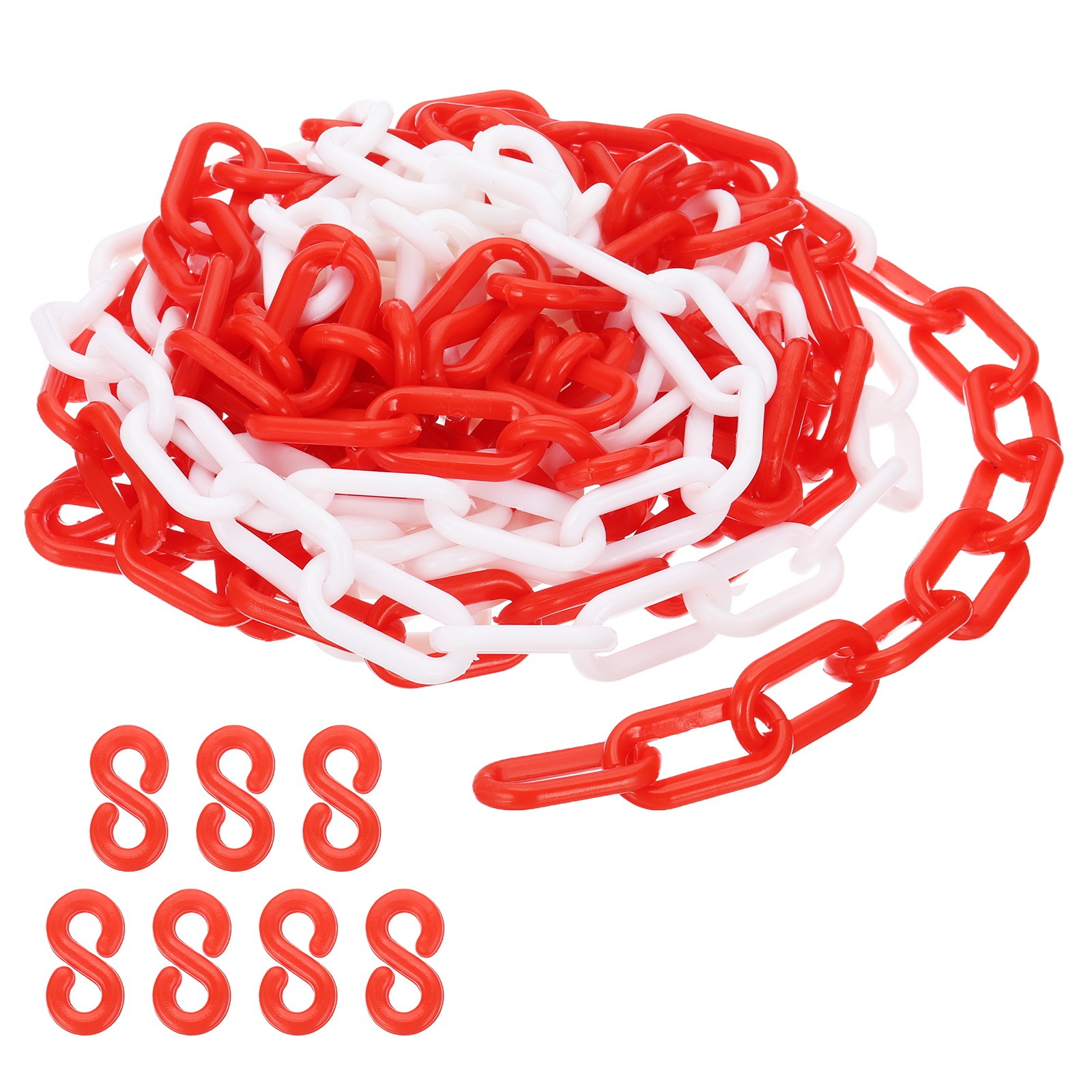 Red/White Plastic Chain, 16 ft 6mm Safety Barrier Chain