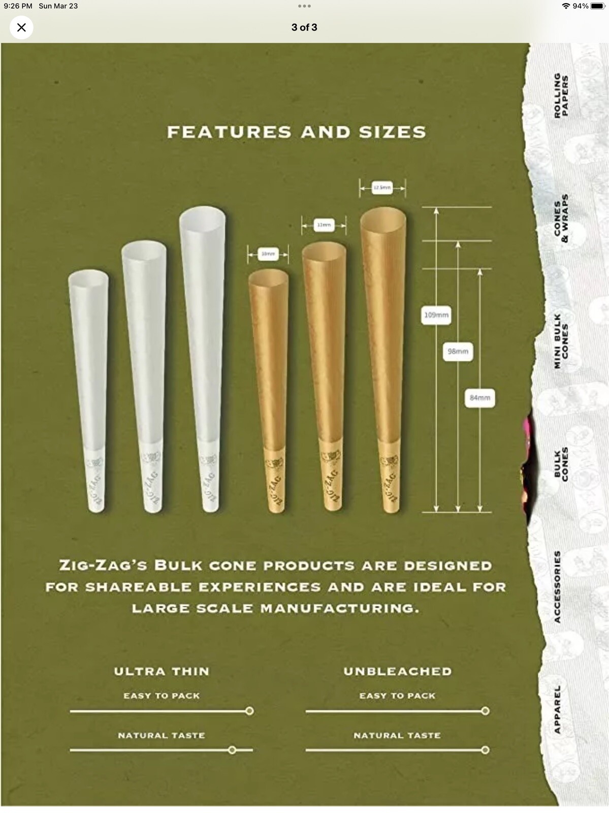 Zig Zag Ultra Thin KING Size Pre-Rolled Cone +Raw Torch Phoenix Extendo Lighter