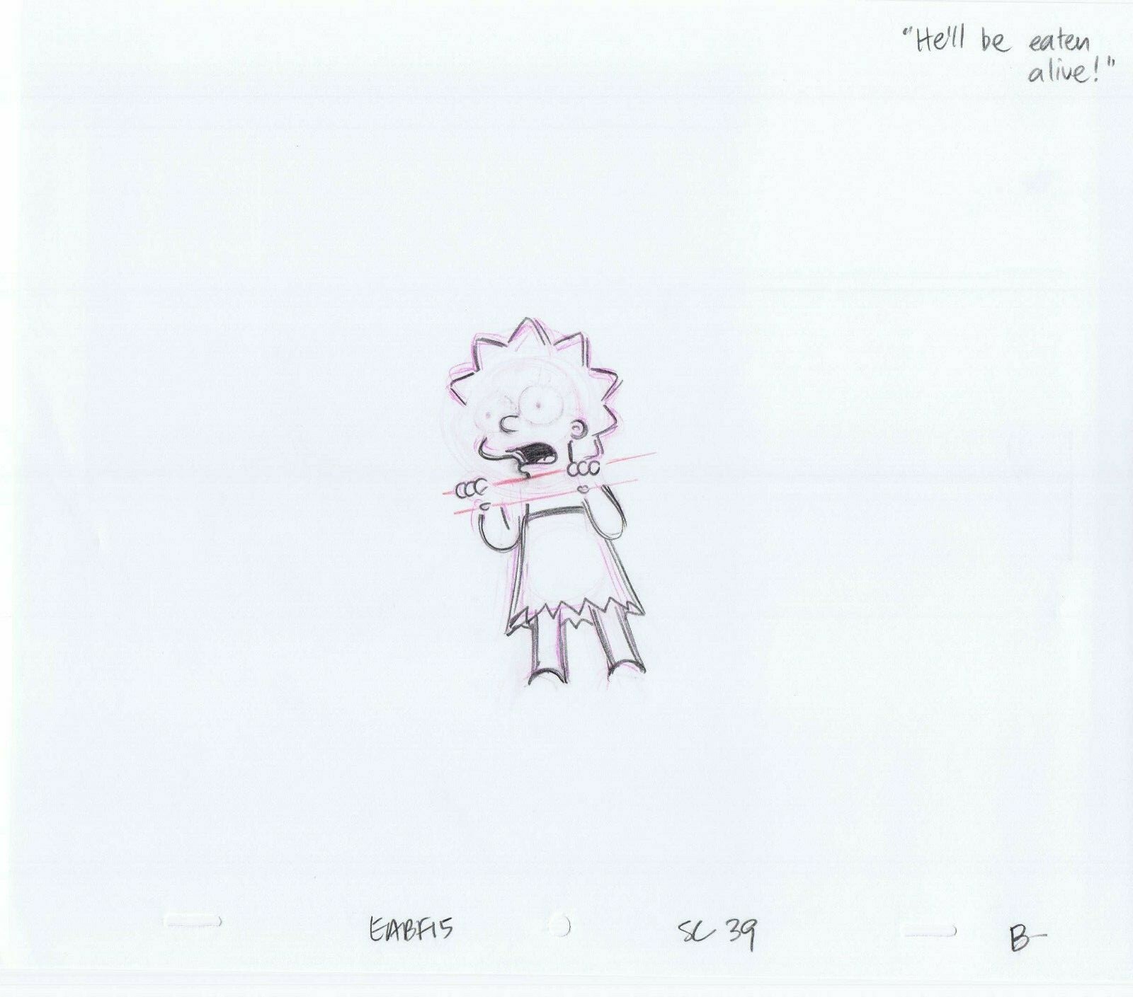 Simpsons Lisa 2003 Original Art w/COA Animation Production Pencils SC-39 B