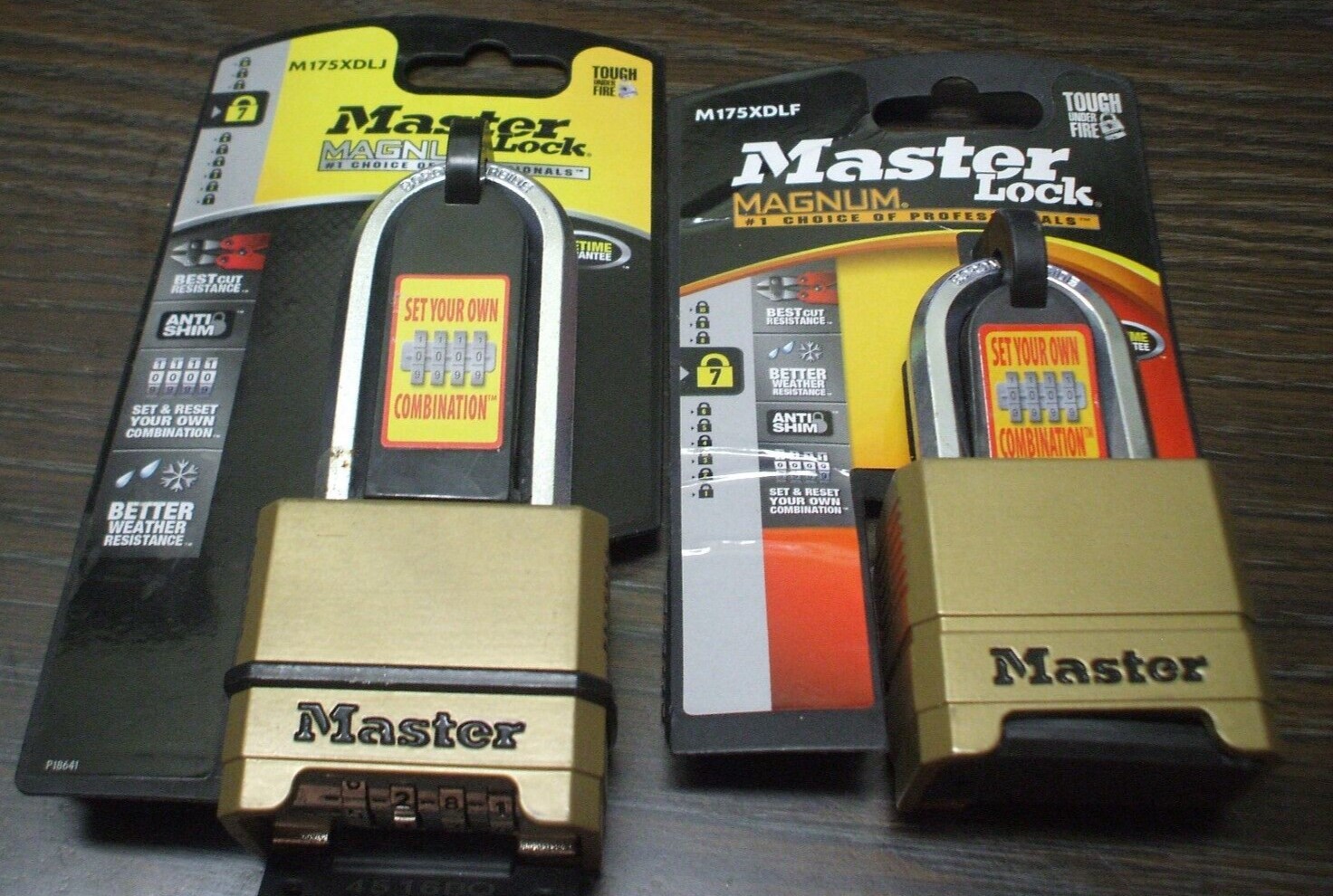 2 MASTER LOCK MAGNUM Combination Padlocks - M175XDLJ & M175XDLF - NIP