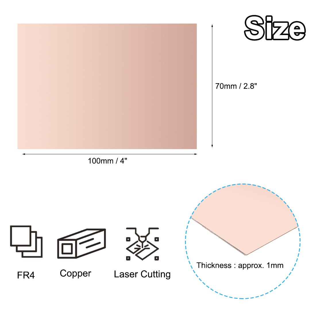 2.8x4 Inch Double Sided Copper Clad Laminate PCB, 6 Pcs 1mm Prototype Board