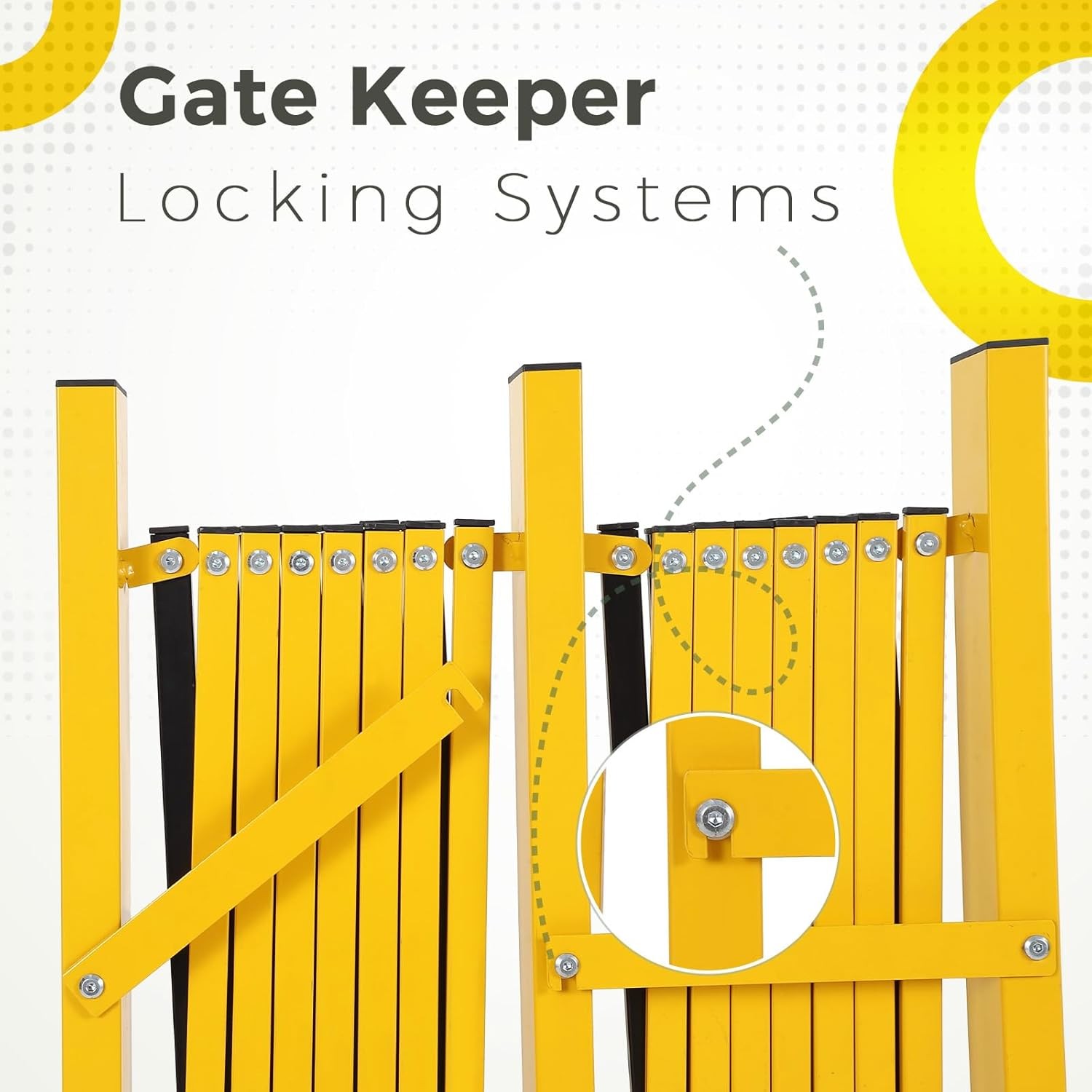 16FT Folding Security Gate Metal Expandable Mobile Barricade Gate with Wheels