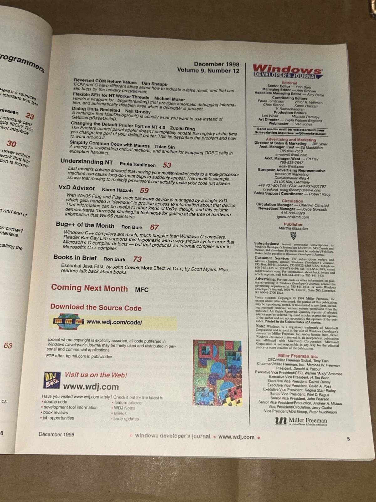 Windows Developer Journal 1998 Visual Programming: Multi-NIC Machines & Debugger