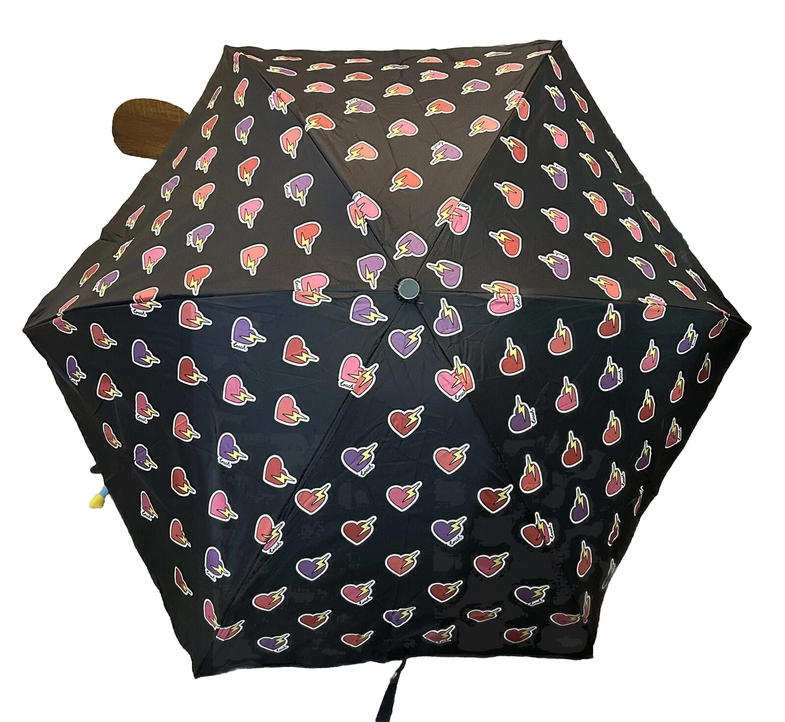 Coach Mini Umbrella With Heart Bolt Print NWT