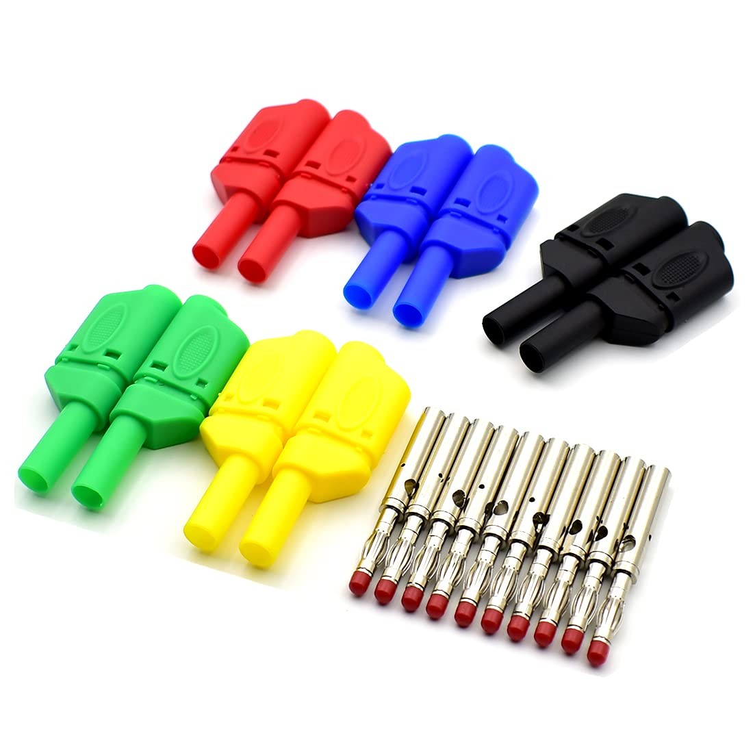 Insulated 4mm Banana Plugs Male Stackable Connectors for Multimeter Leads - 10