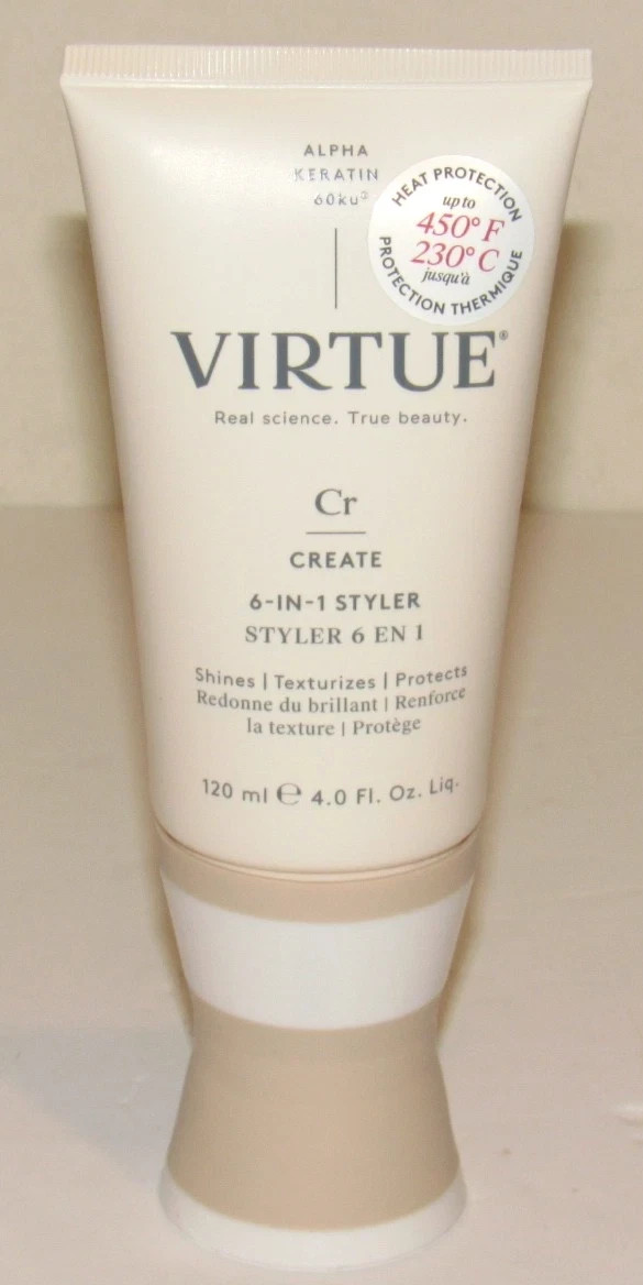 Virtue Create 6-In-1 Styler 4 Oz 120 mL Full Size Alpha Keratin Shines Protects