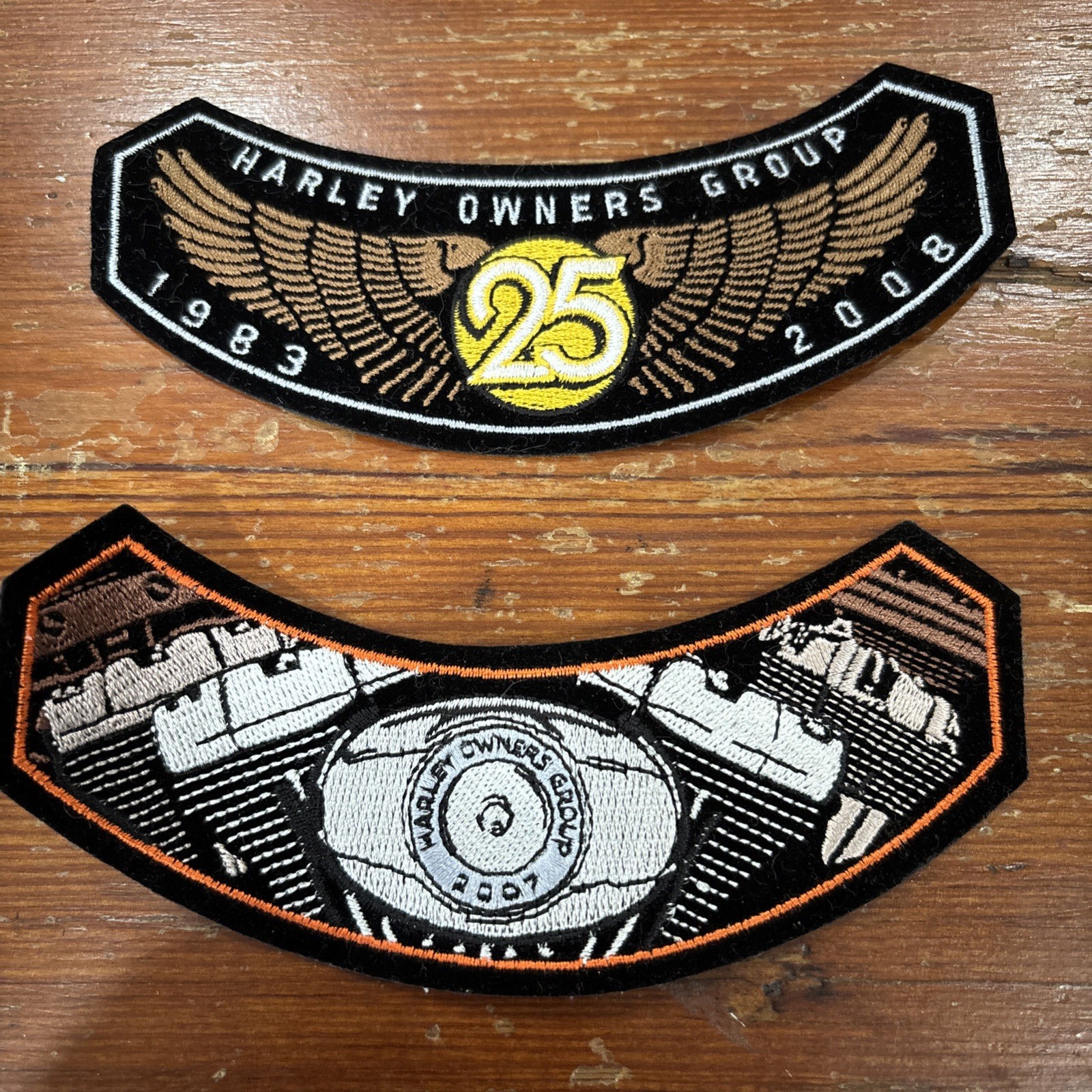 1983 - 2008 HOG 25 Years + 2007 Harley Davidson Owners Group Patch Badge